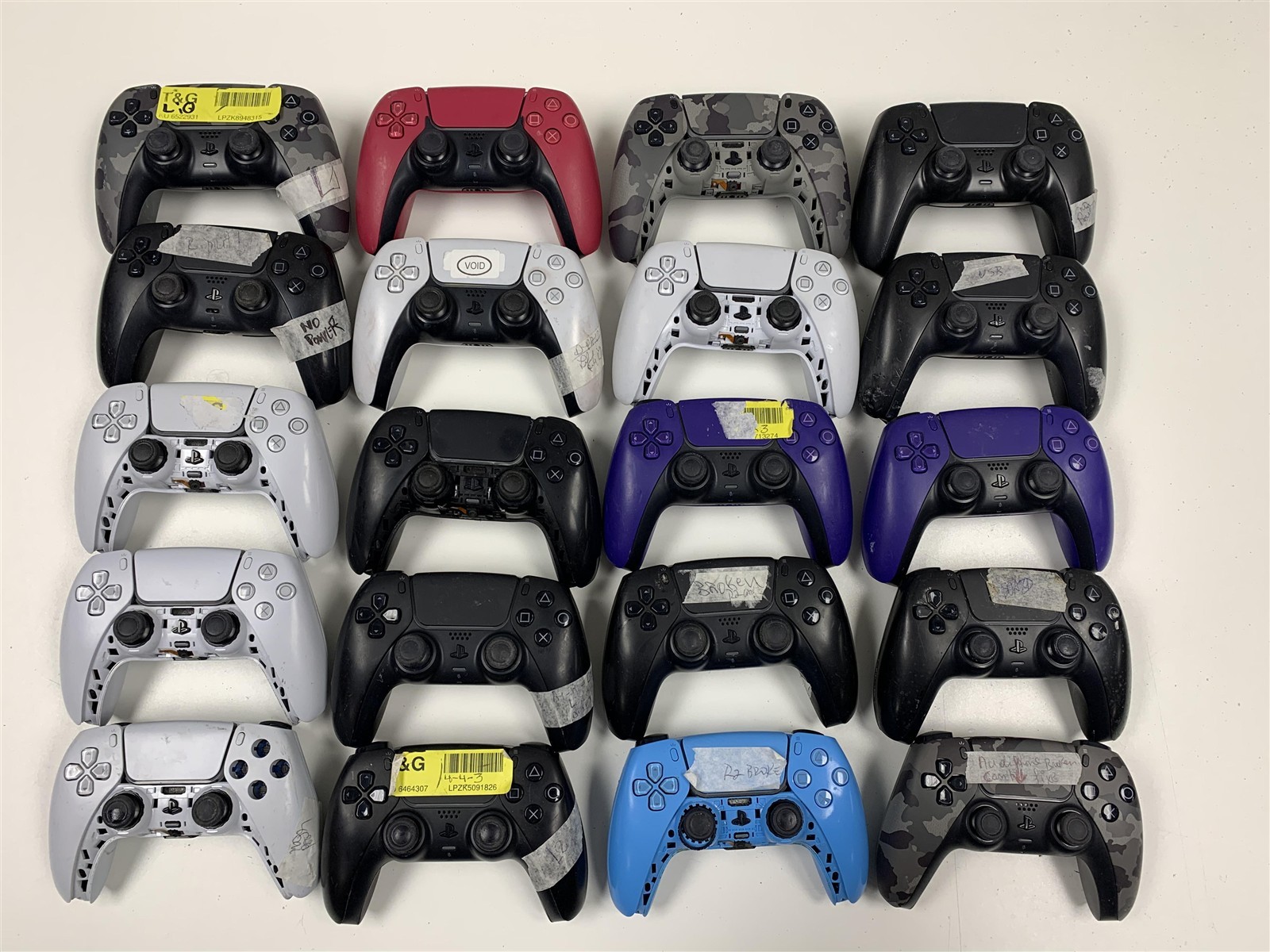 Bulk Lot 20 Sony PS5 DualSense Controllers Broken Parts Repair Wholesale