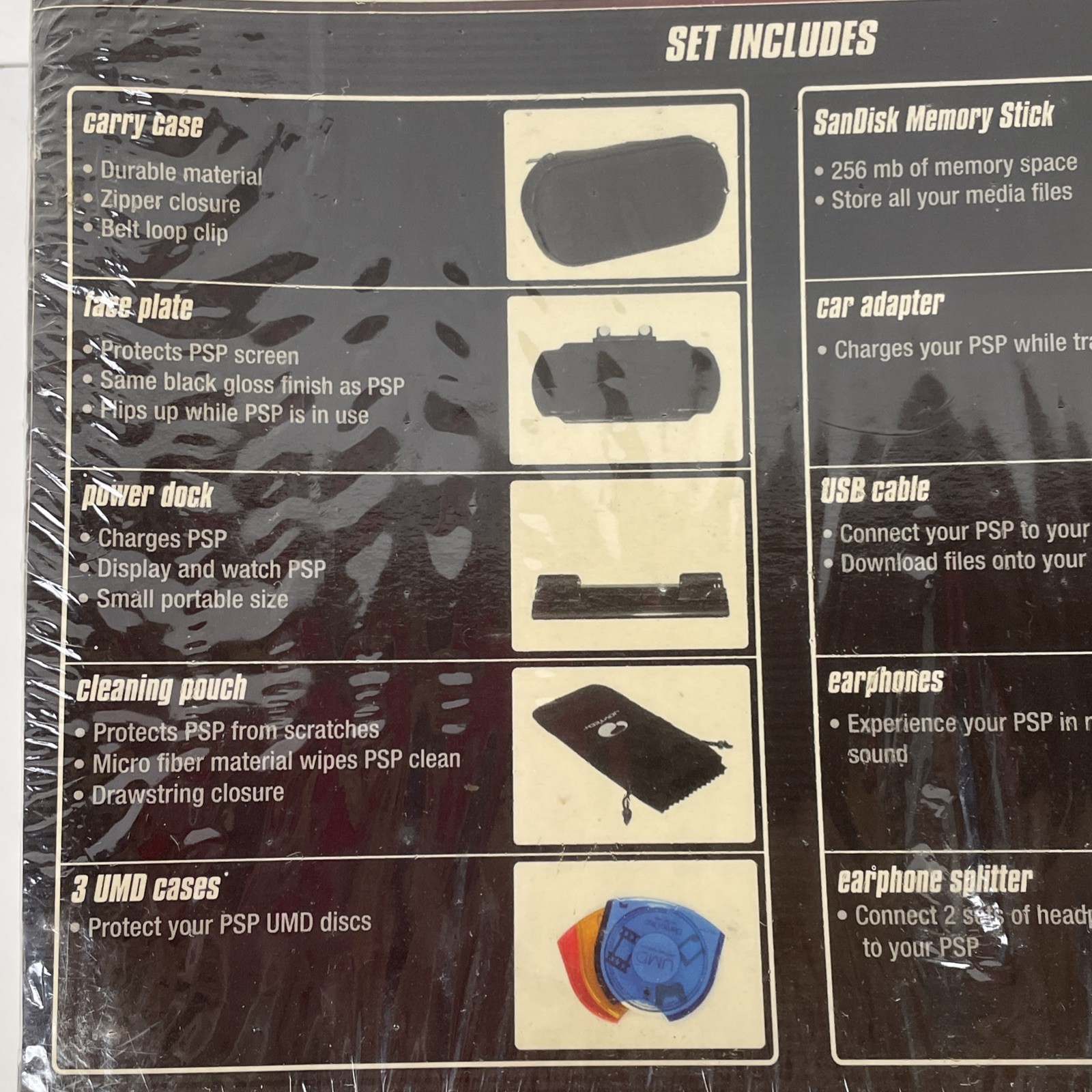 Joytech Mega Memory Pack for Psp W/ 256mb Sandisk Memory Stick 13 Accessories