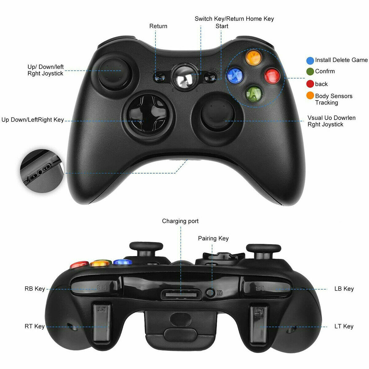 Wired / Wireless Game USB Controller Gamepad Joystick For Microsoft Xbox 360 &PC