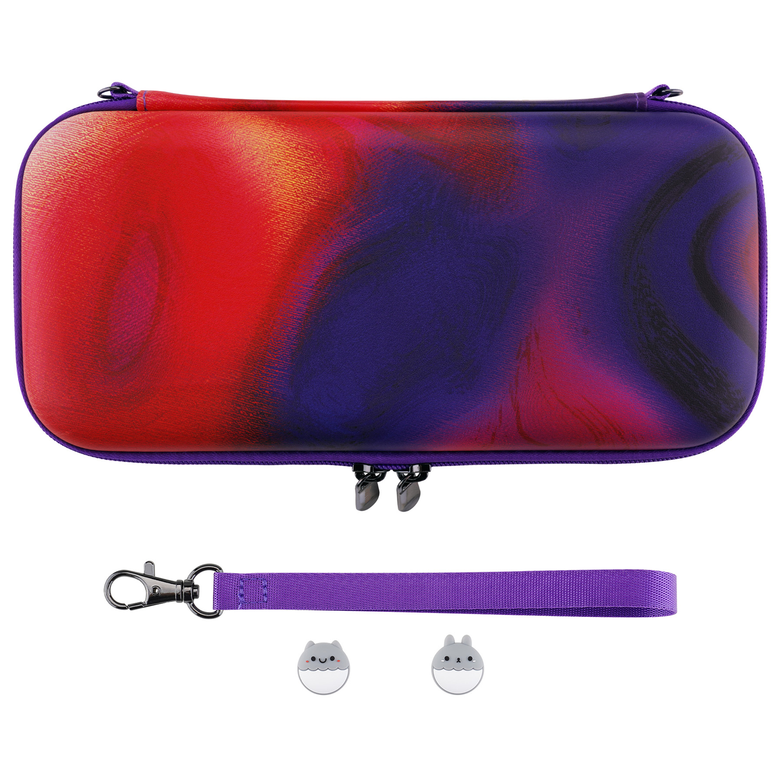 PlayVital Carrying Case for Nintendo Switch & Switch OLED Purple Red Swirl