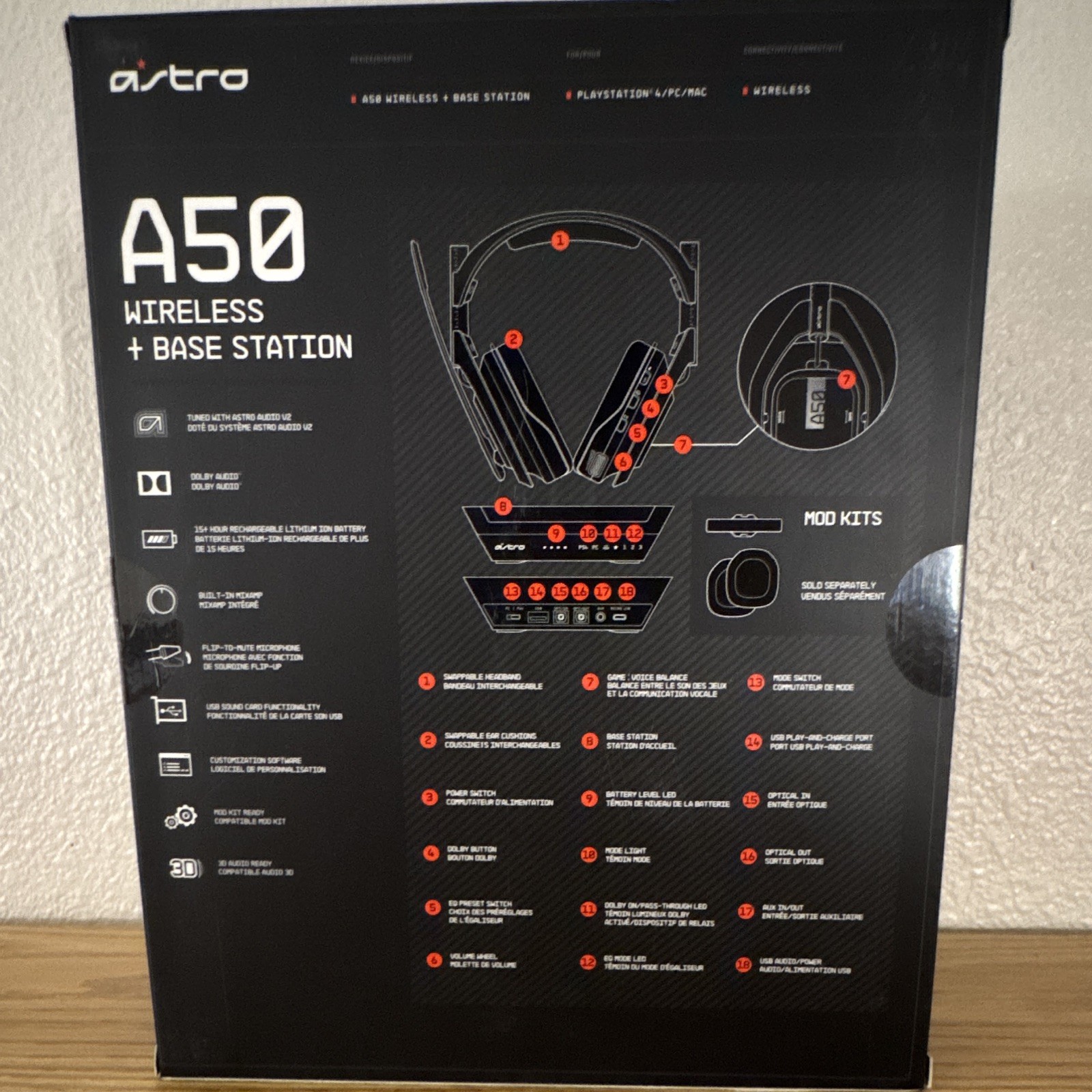 Astro A50 Wireless Over-Ear Gaming Headset w/ Base Station PS4/PC/Mac Black