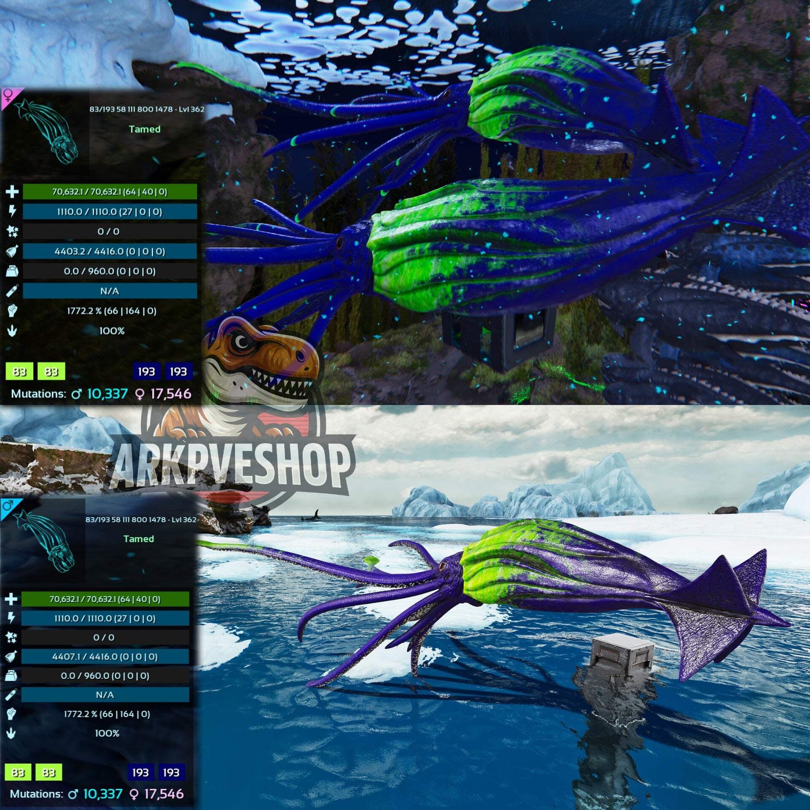 Tuso ASA PVE 🦖ARK Survival Ascended Tusoteuthis 1772%Melee Imprinted