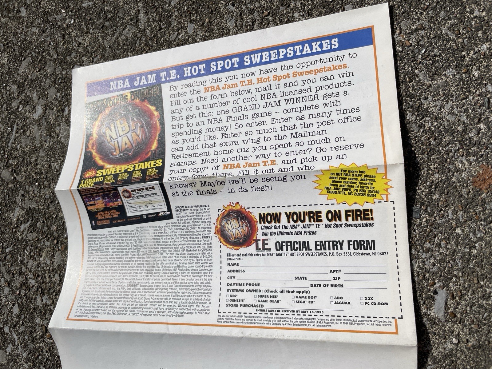 Rare NBA Jam Inside Juice Newsletter 1995 Video Gaming