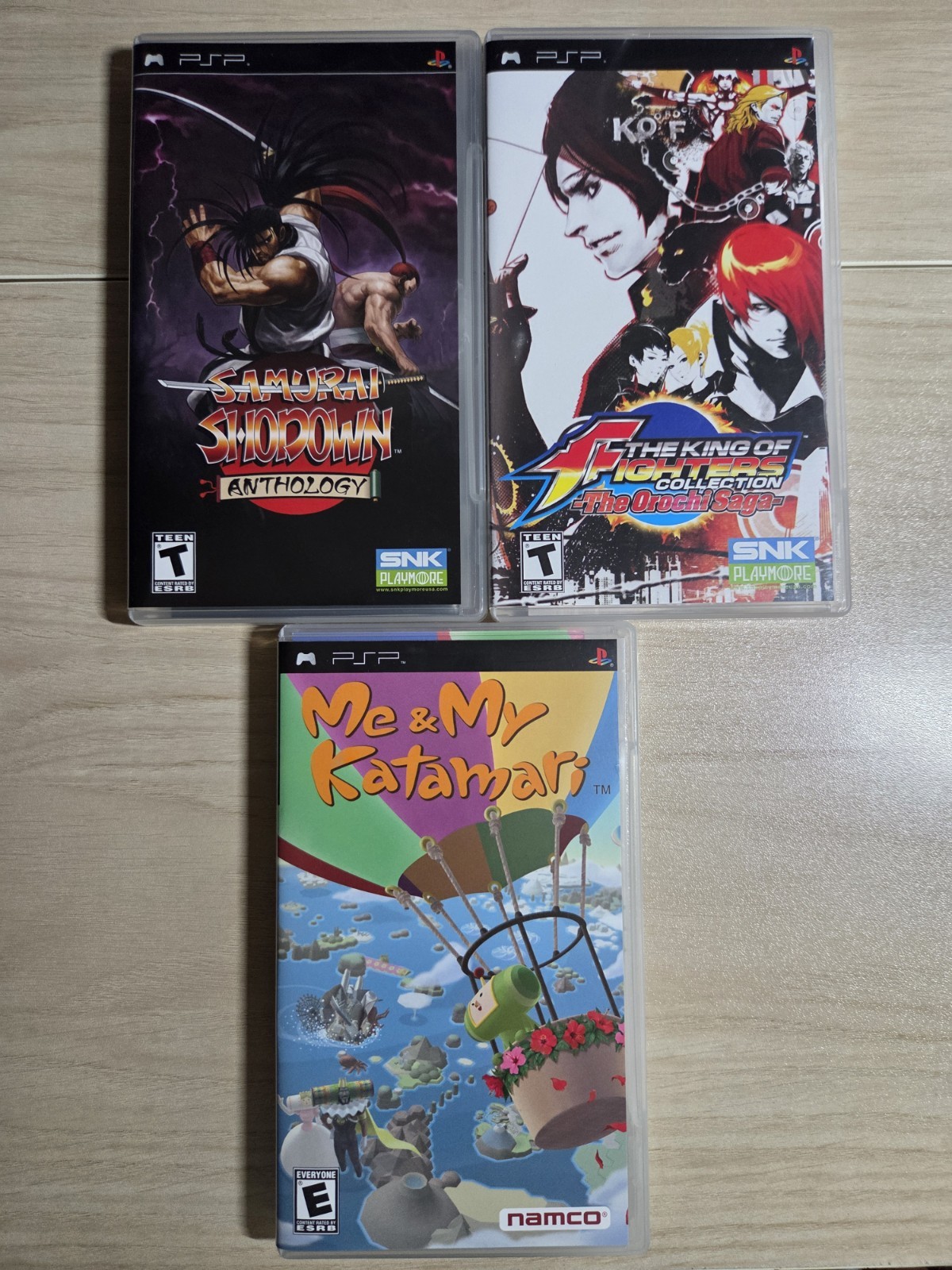 Sony PSP Game Lot CIB- Me & My Katamari, King of Fighters & Samurai Shodown VG