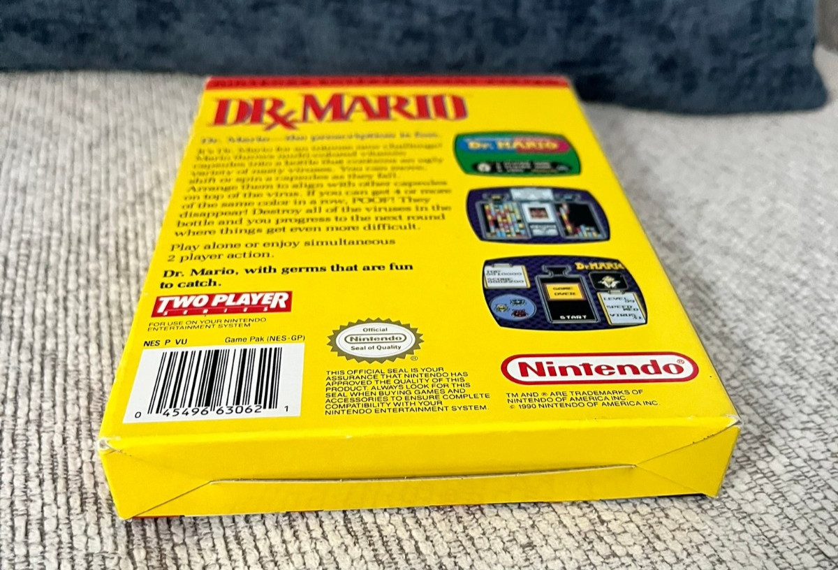 Dr. Mario (Nintendo NES, 1990) CIB, Complete in Box! Tested and Working!