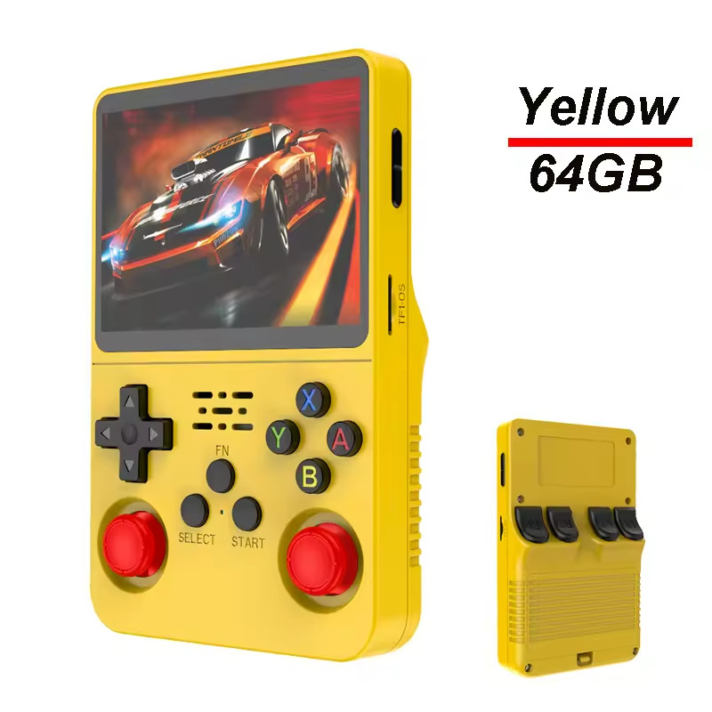 R36S Handheld VideoGame Console – 15,000+ RETRO GAMES – 3.5 Inch Screen – Yellow