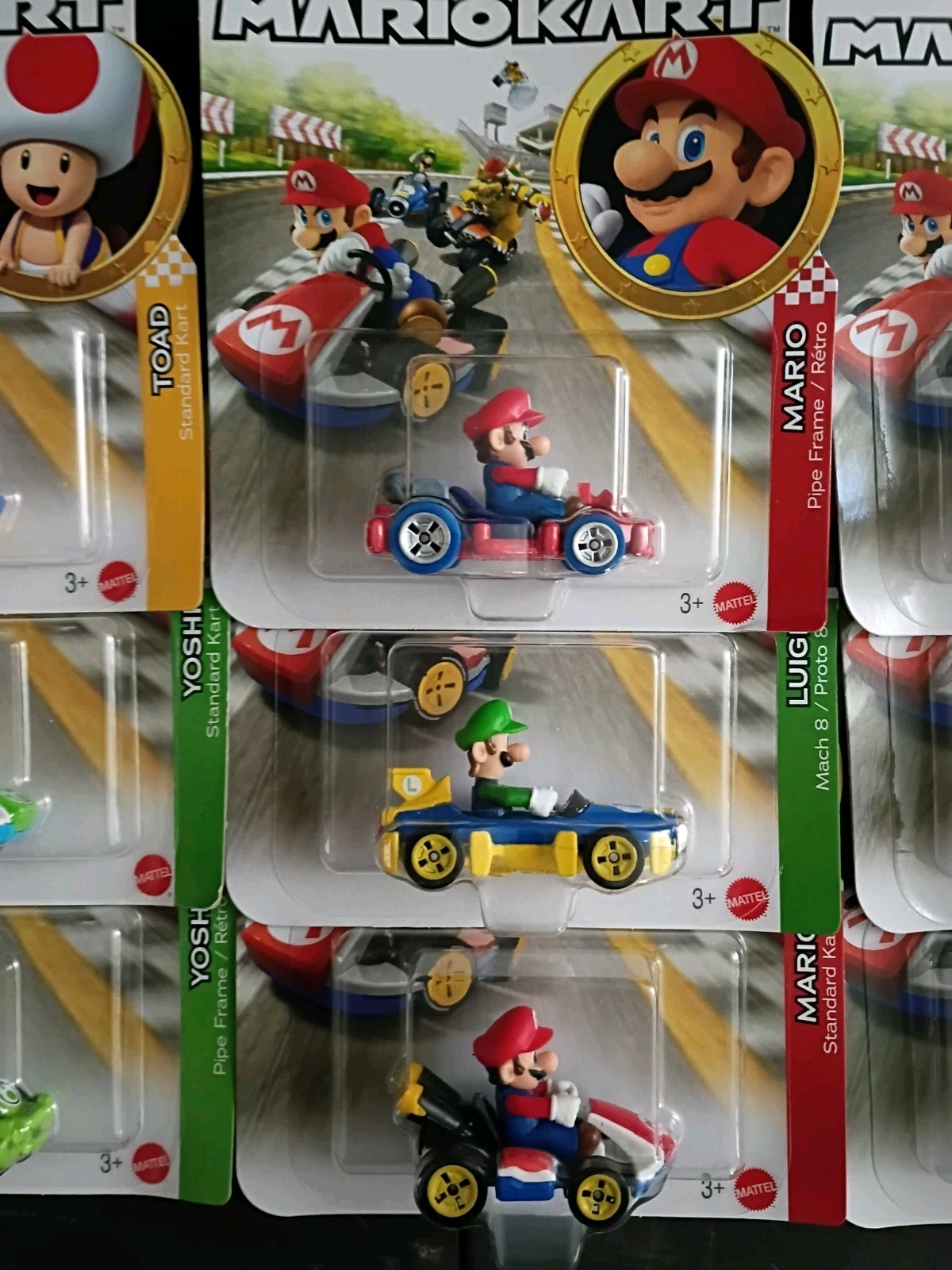 9-PK SUPER MARIO KART Hot Wheels Lot Rosalina Bowser JR Yoshi Toad Peach Luigi