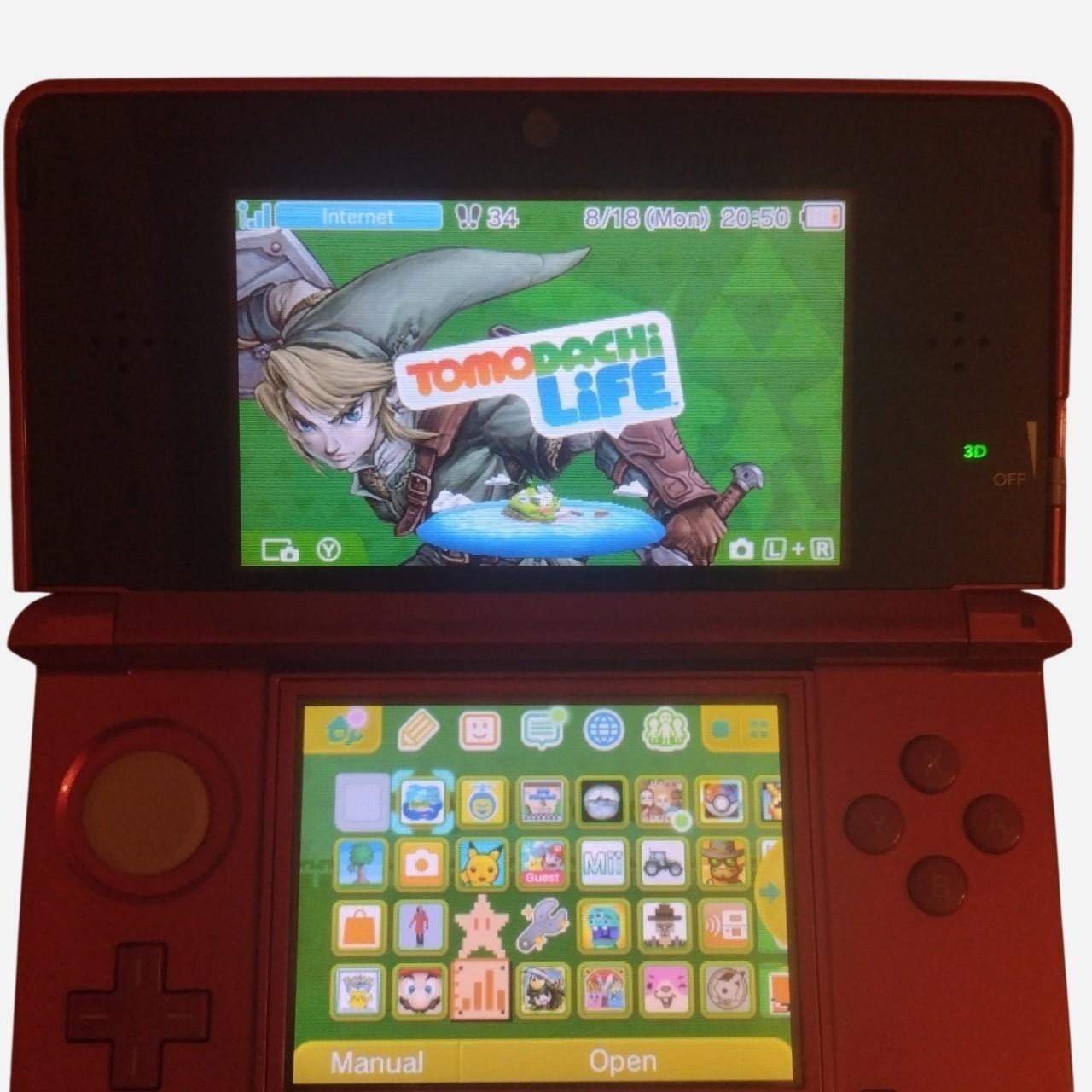 Nintendo Red 3DS BUNDLE w/ 10+ Games including Tomodachi life TESTED & WORKING