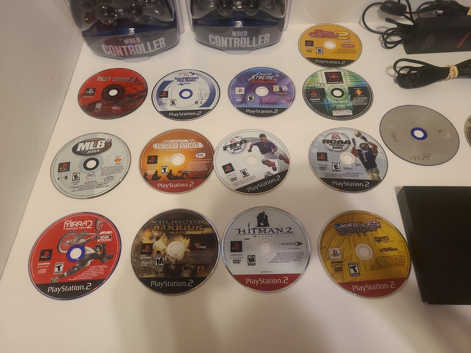 SONY PlayStation 2 PS2 SLIM Black Console Bundle 15 Games Lot 2 Controllers