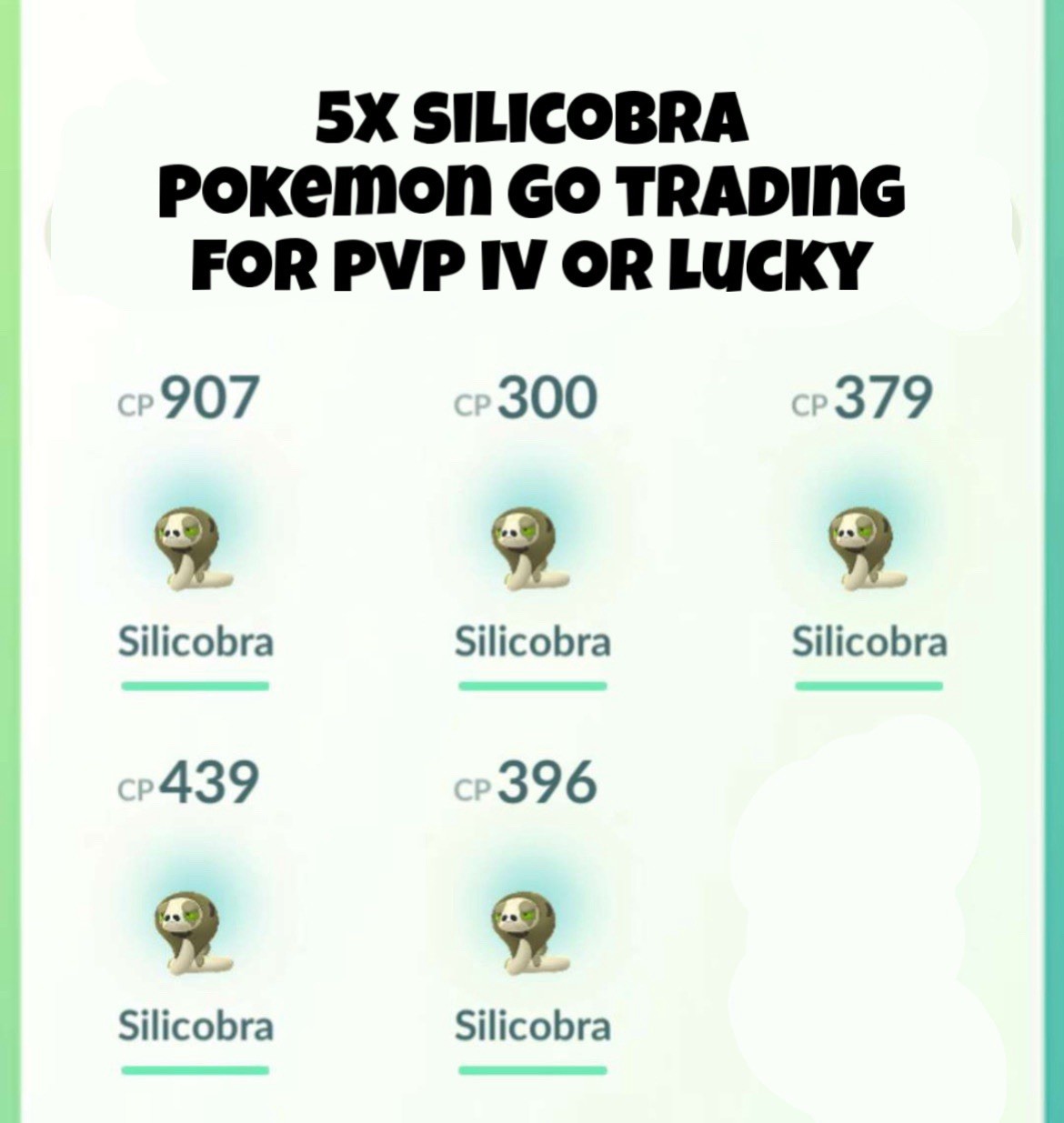5x Silicobra – Pokemon Go Trading – For IV Reroll or Lucky Chanc3 ✅