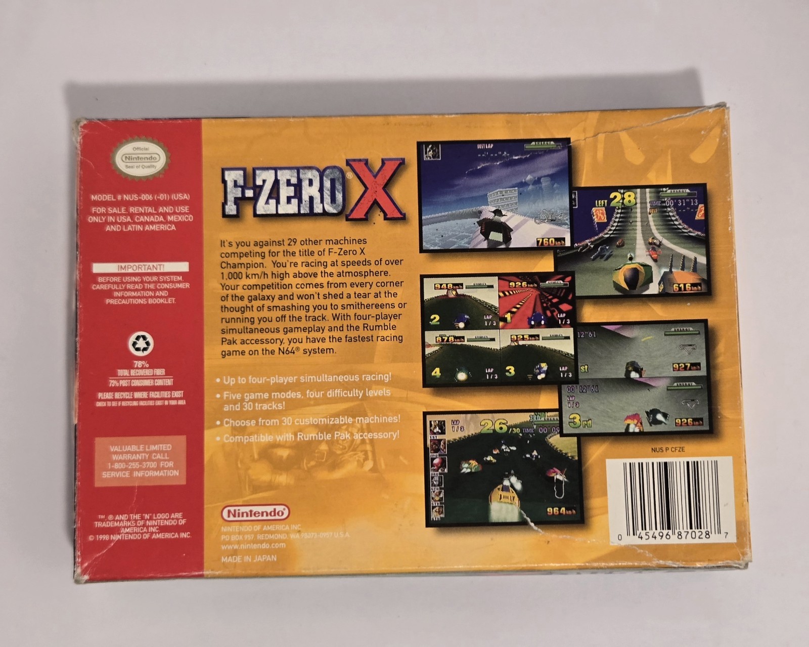 F-Zero X (Nintendo 64 | N64) Authentic Box, Manual, and Operation Card – NO GAME