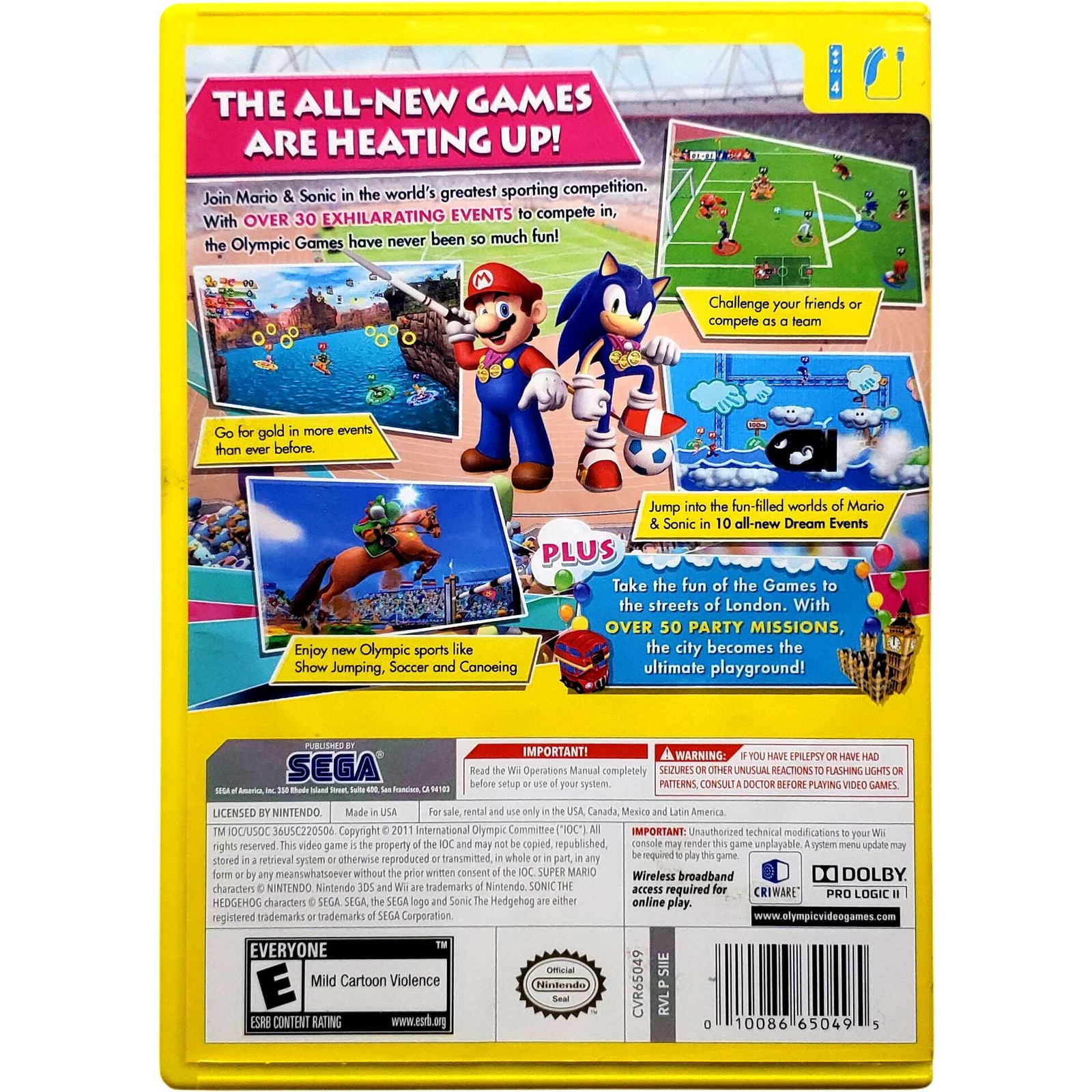 Mario & Sonic At The London 2012 Olympic Games – Nintendo Wii Pristine