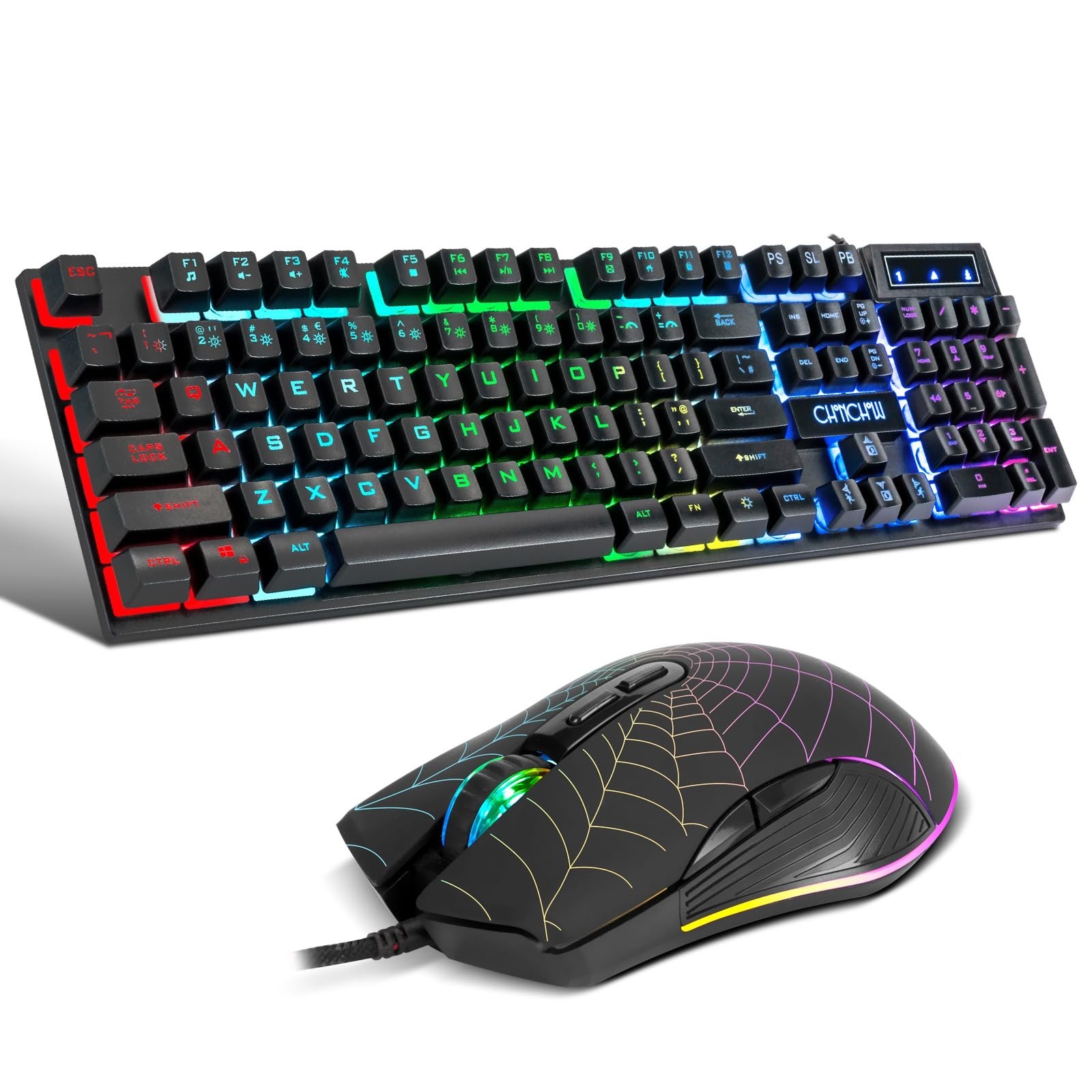 CHONCHOW Gaming Keyboard and Mouse for Mac PC PS5 PS4 Xbox One Gamers, RGB Ba…