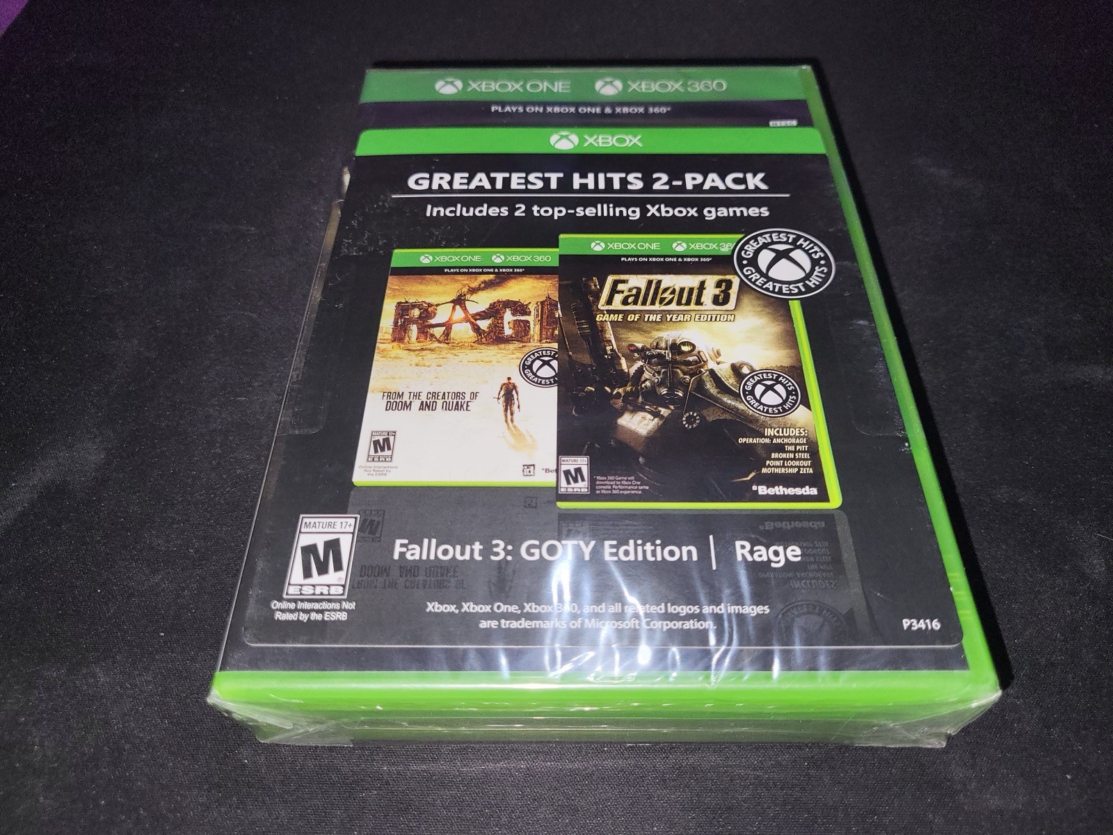 Xbox Greatest Hits 2 Pack Fallout 3 GOTY Edition/Rage Xbox 360/One NEW SEALED