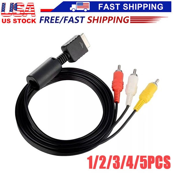 6 Feet AV to RCA Audio Video Composite Cable Cord For Sony PS1 PS2 PS3 PS3 Slim