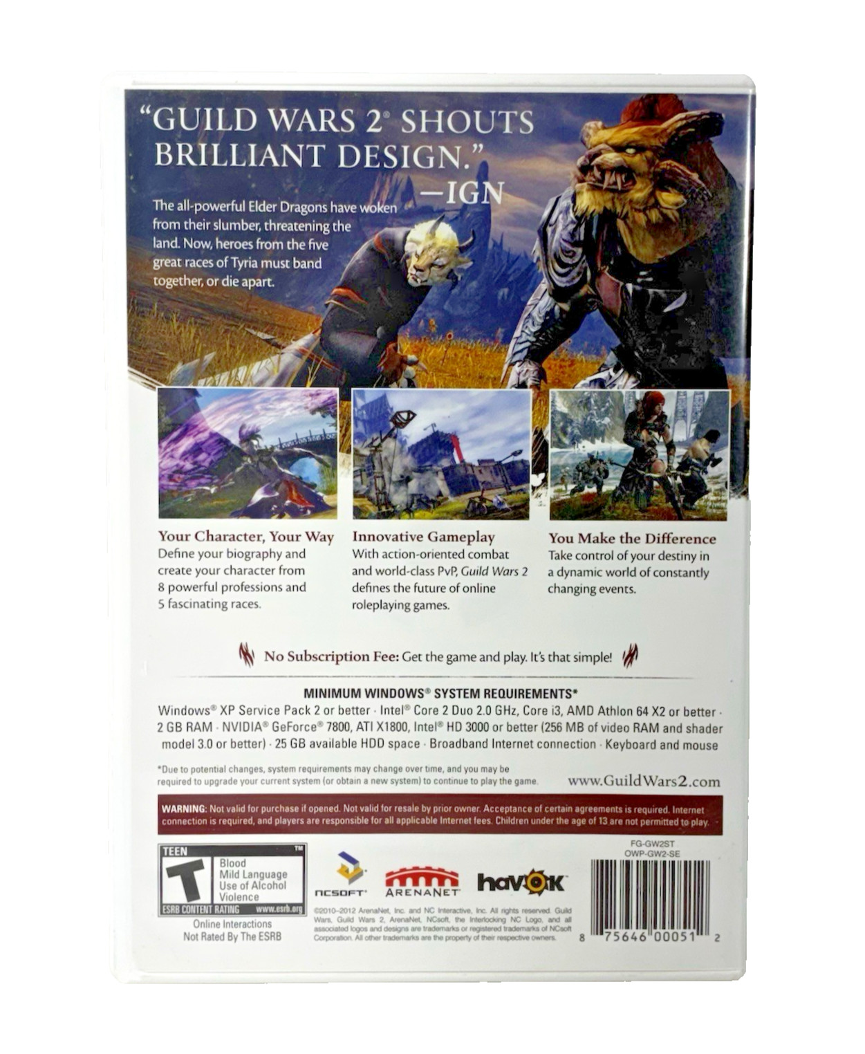 Guild Wars 2 ArenaNet NCSoft 2-Disc Set PC Game DVD-ROM Tested