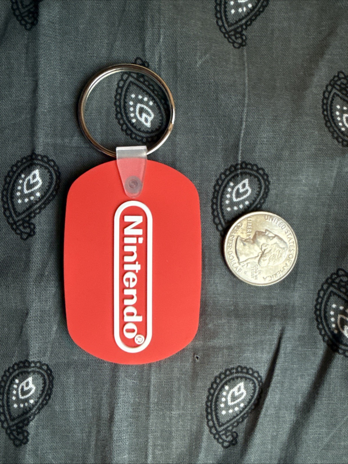 Vintage Early 2000s Late 90s Nintendo Promotional Keychain Red NOS Key Ring Game