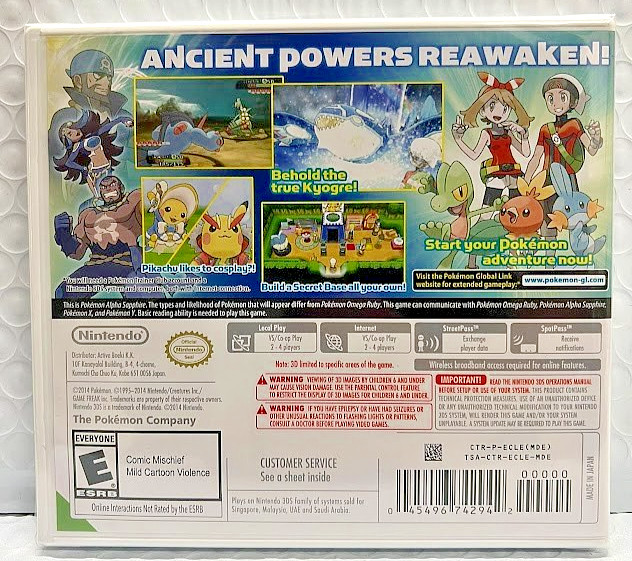 Pokemon: Alpha Sapphire + Omega Sapphire 3DS Brand New Game Bundle (2014 RPG)