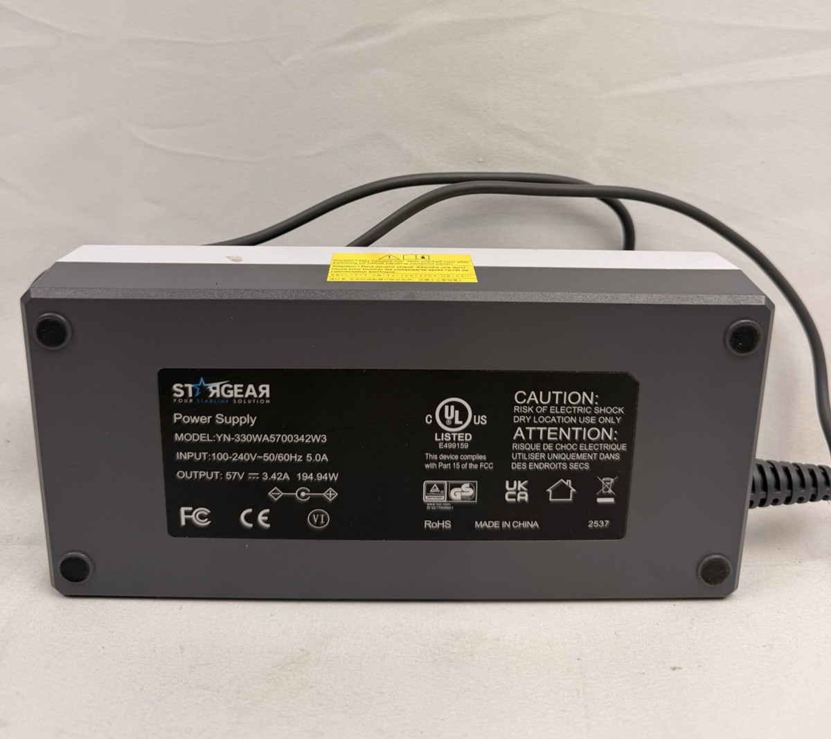 STARGEAR Power Adapter for Starlink Gen 3 Charger 195W 57V 3.42A | Open Box