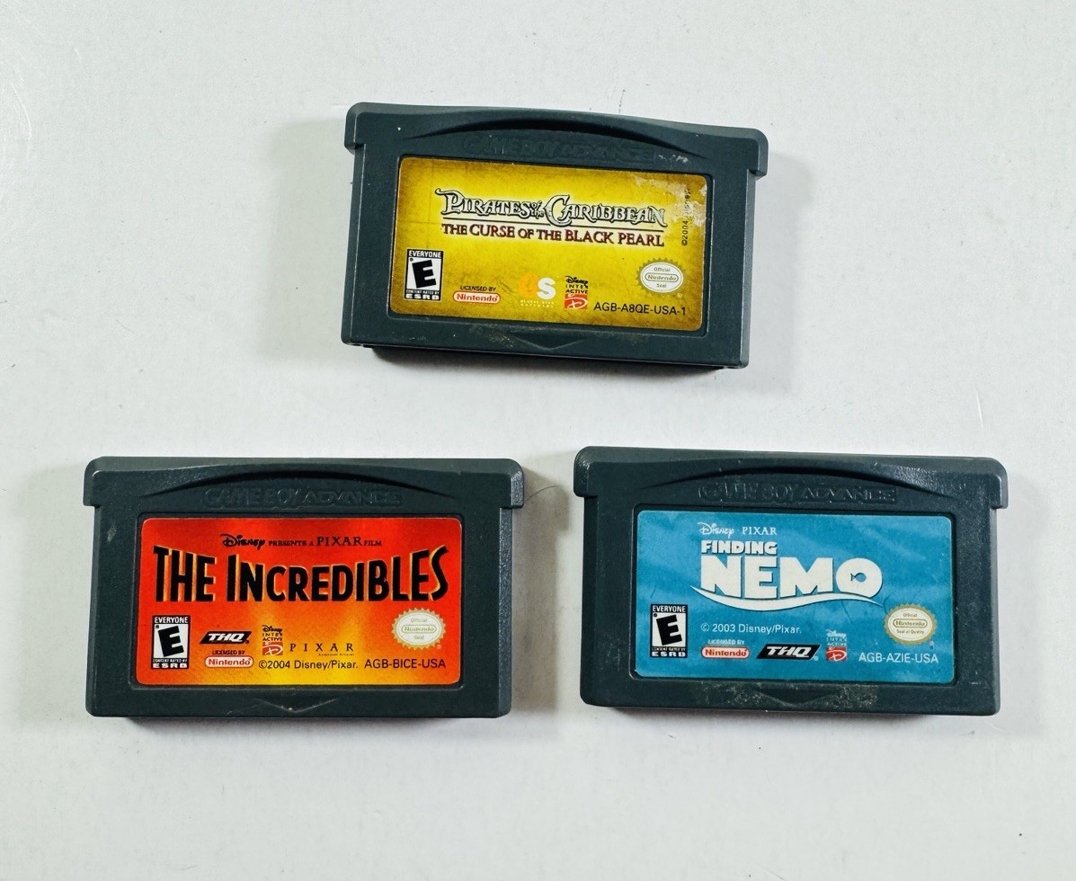 Lot Of 3 Disney GBA Games The Incredibles, Finding Nemo, Pirates ML449