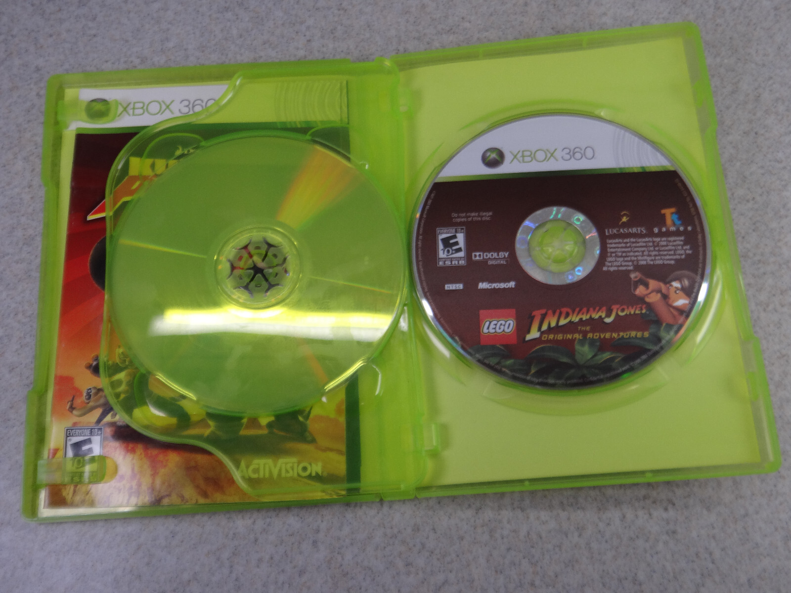 Microsoft Xbox 360 CIB Lego Indiana Jones The Original Adventures and Kung Fu Pa