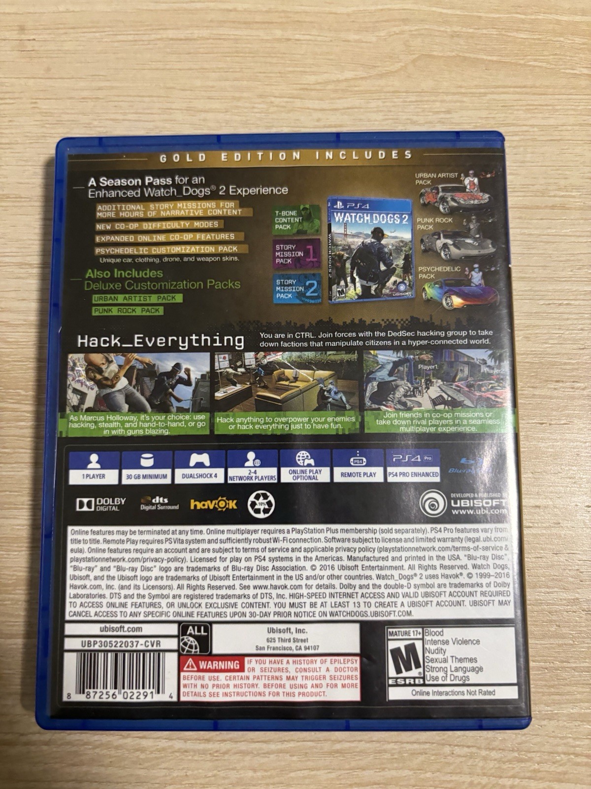 Ubisoft Watch Dogs 2 Gold Edition (PS4) Action & Adventure, M, NTSC-U/C, 2016