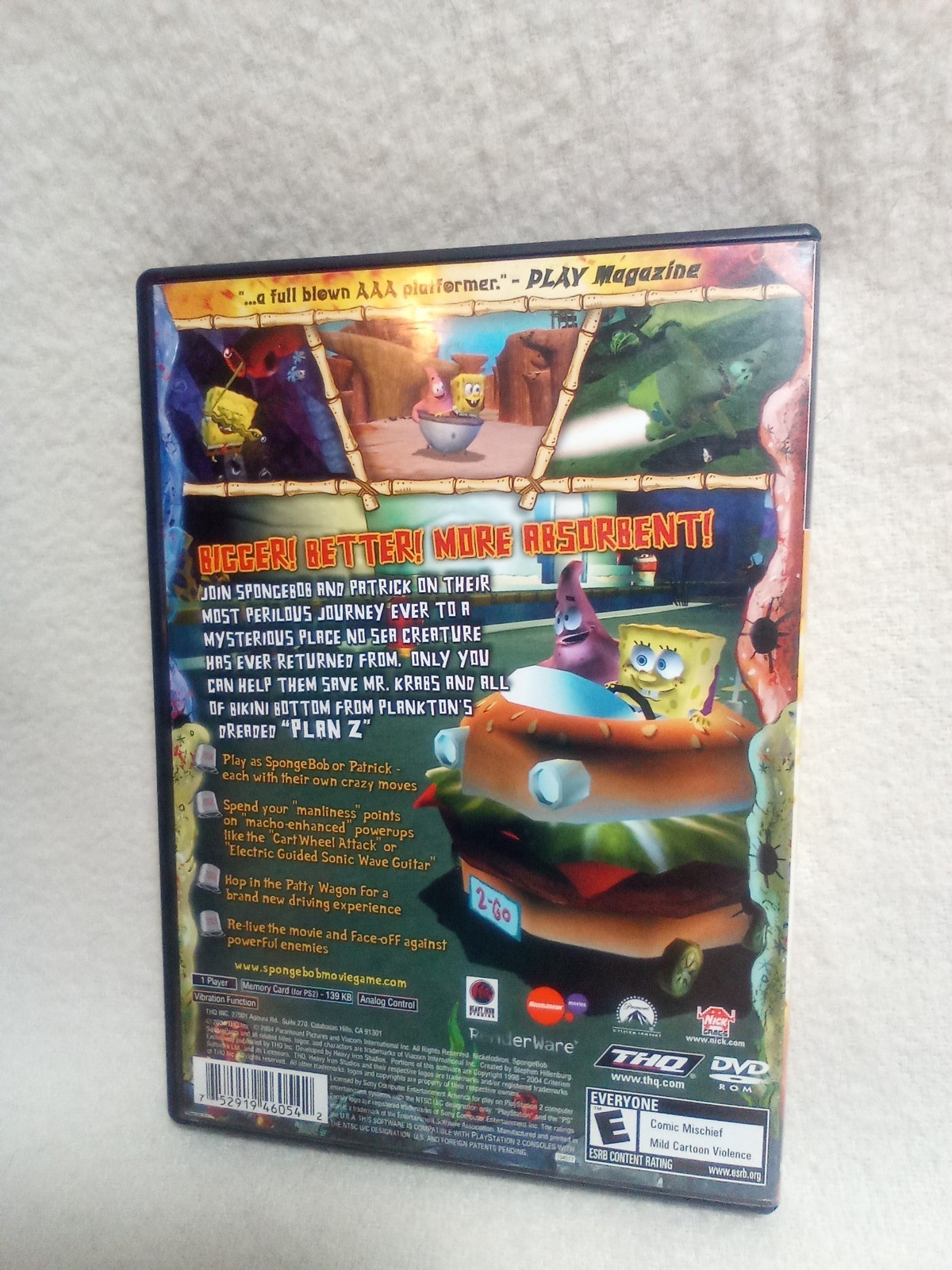 PS2 SpongeBob SquarePants Movie (Sony PlayStation 2, 2004) CIB w/ Manual
