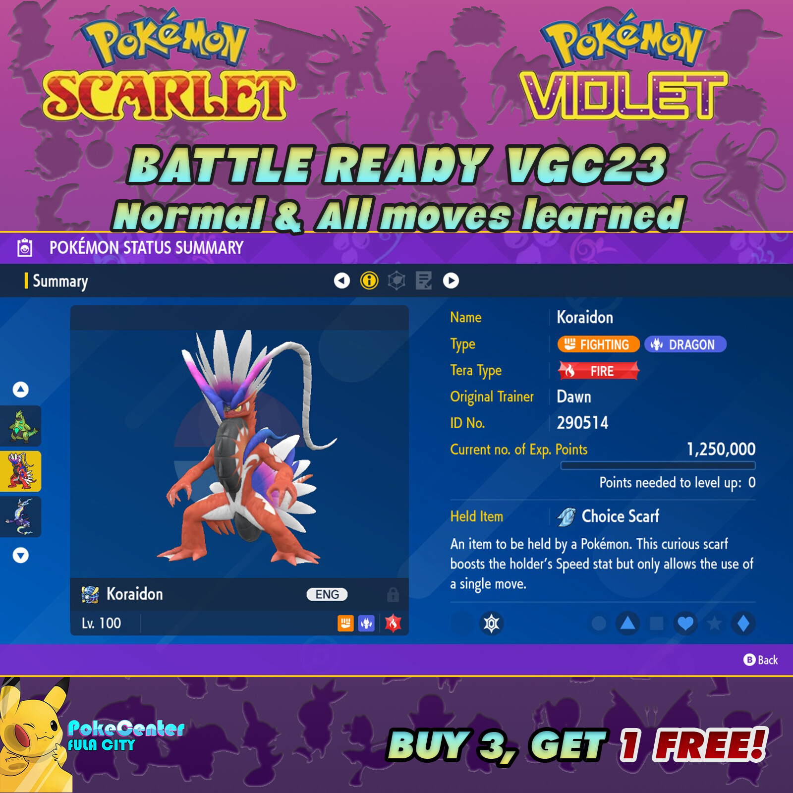 KORAIDON ⚡ POKEMON SCARLET VIOLET ⚡ NORMAL ⚡ 6IV BATTLE READY VGC 23 ⚡
