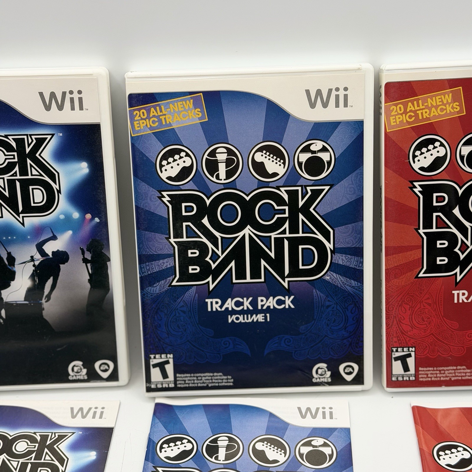 Wii Rock Band 3 Game Lot – Rockband 1 & Track Pack Vol 1 & 2 Vintage Nintendo
