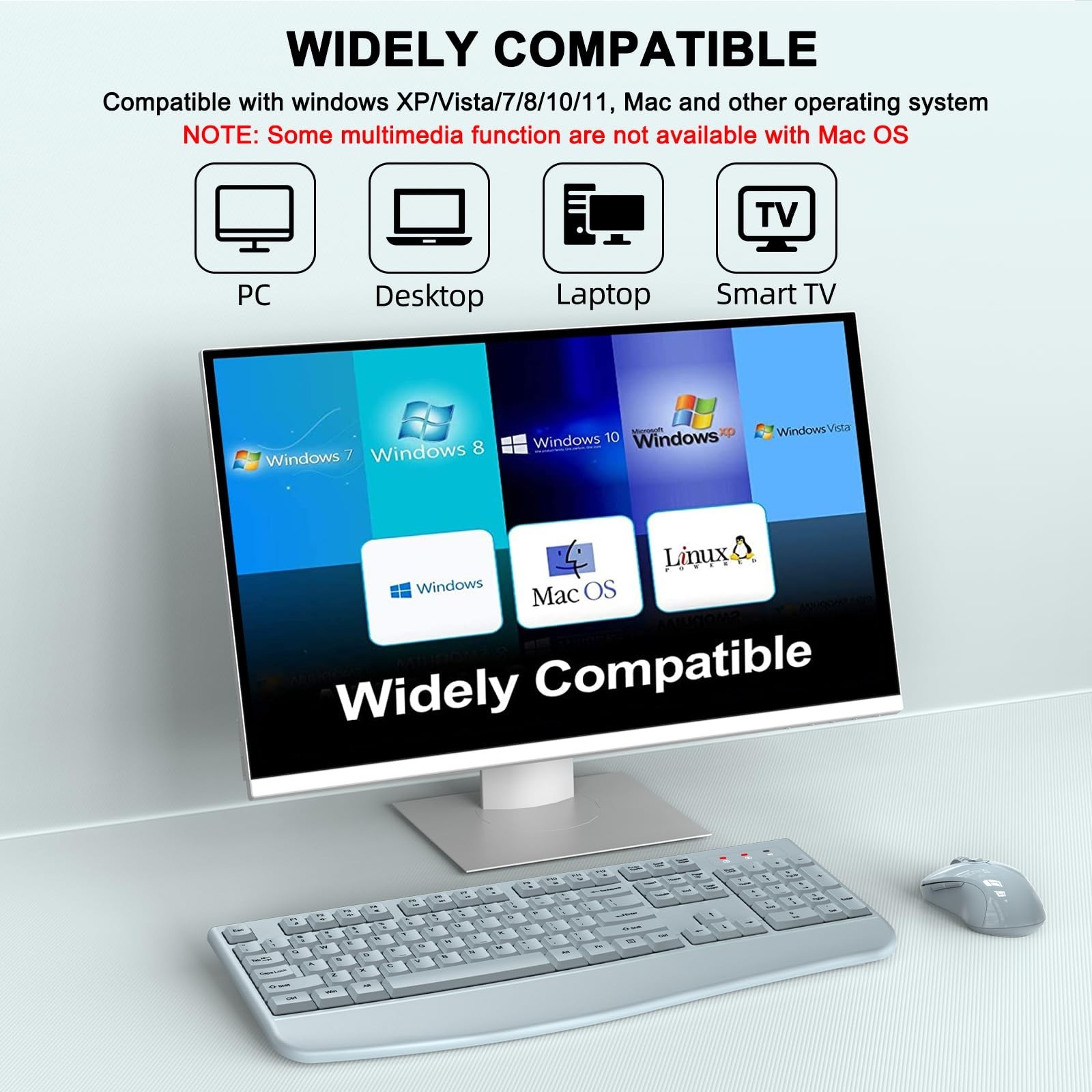 Wireless Keyboard and Mouse Combo, ULSOU 2.4G Full-Sized Ergonomic Computer K…
