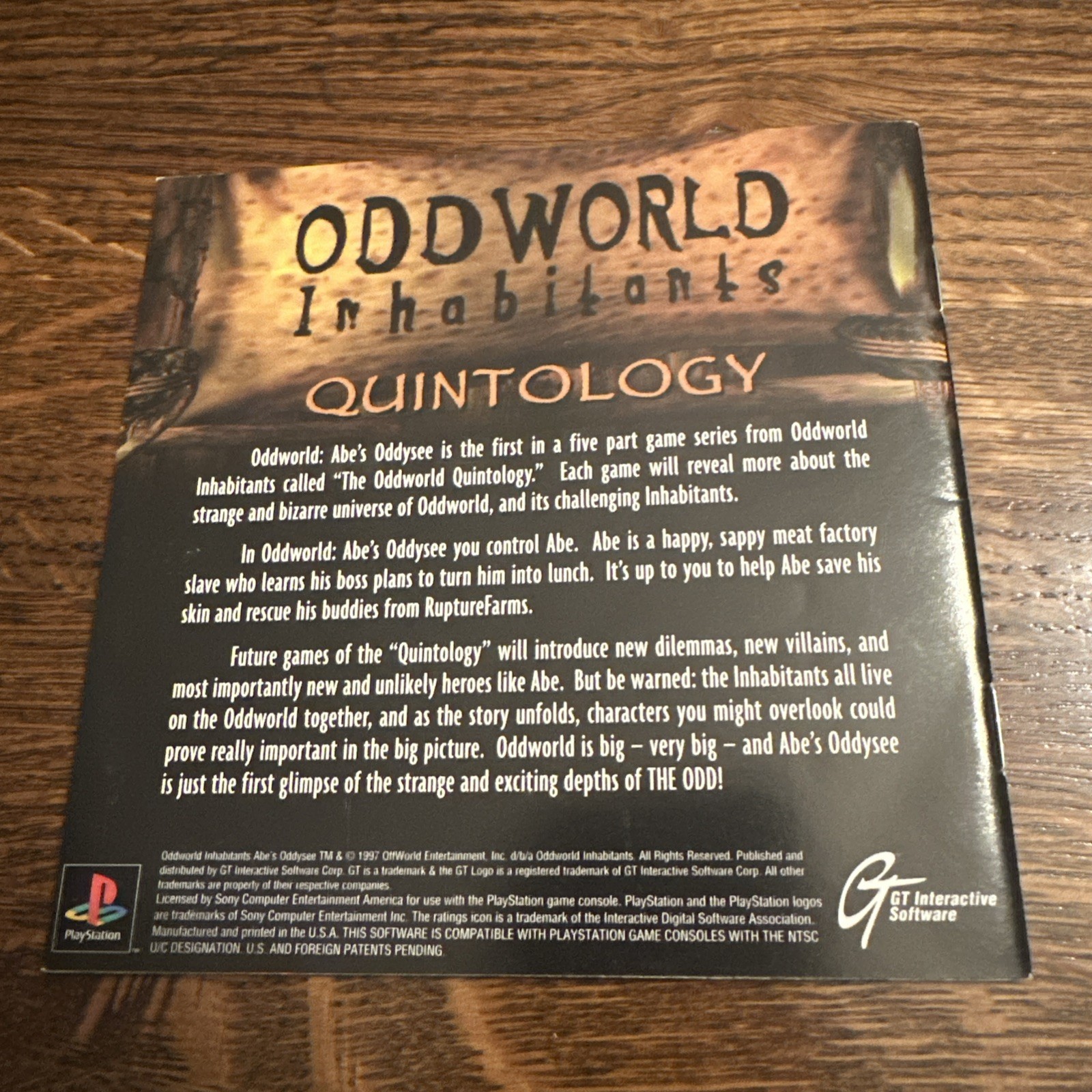 MANUAL ONLY Oddworld: Abe’s Odyssey W/Reg Card (Playstation) NO GAME