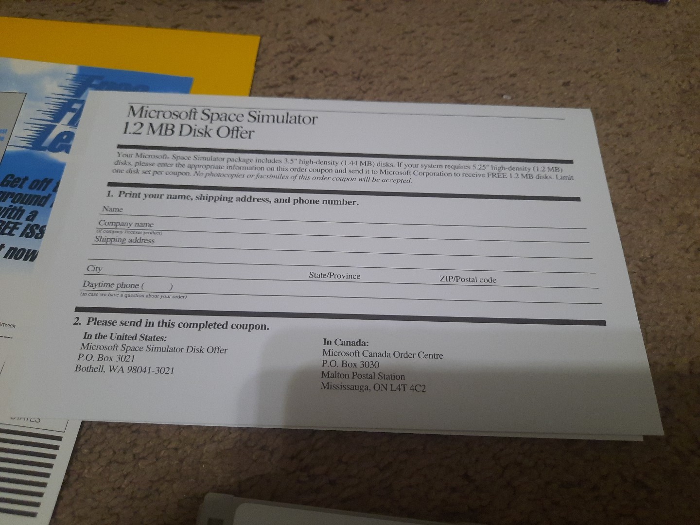 1995 Microsoft Space Simulator PC 3.5 In Floppy