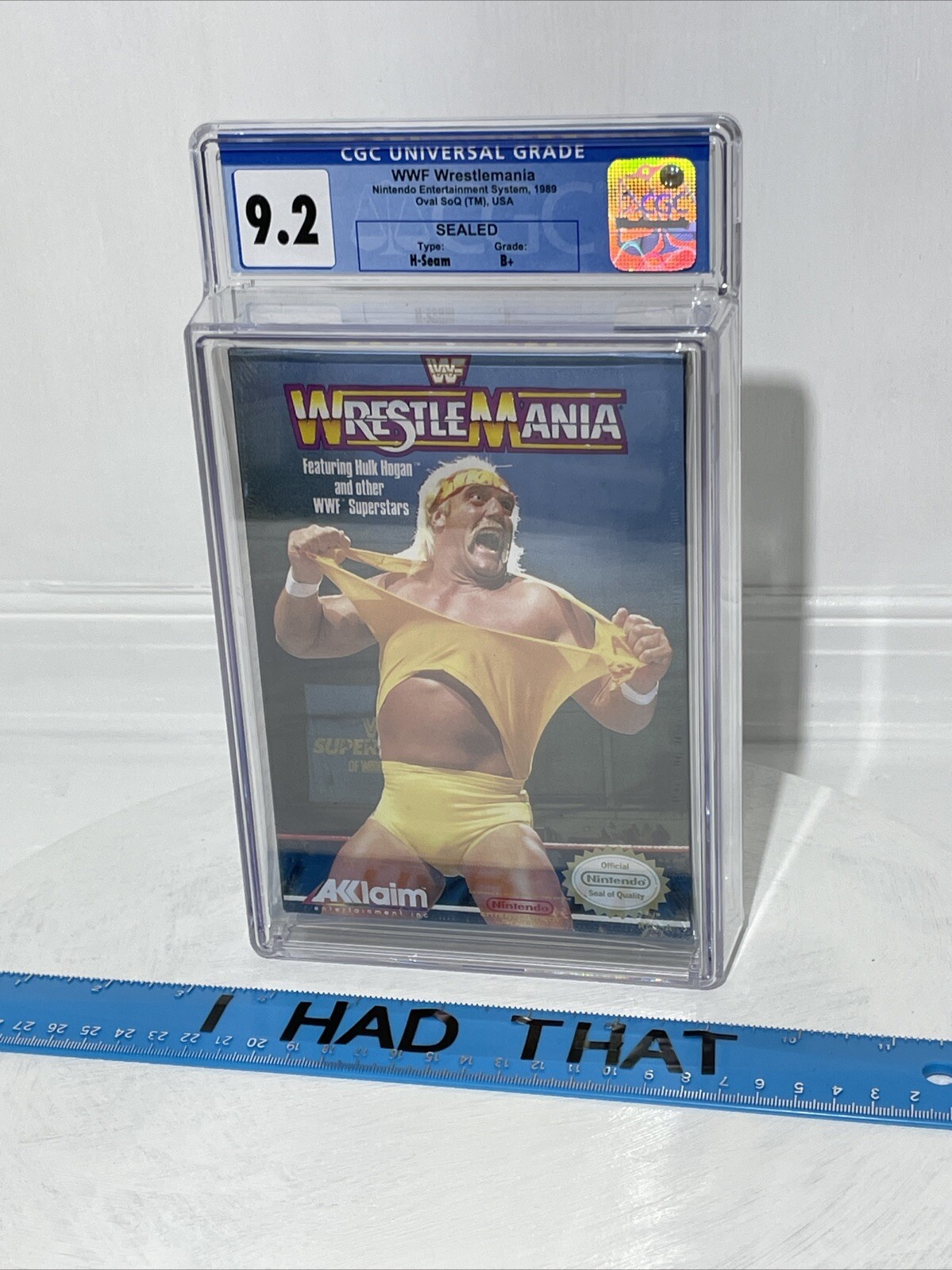 Nintendo NES WWF Wrestlemania Oval SoQ TM USA CGC 9.2 B+ Sealed