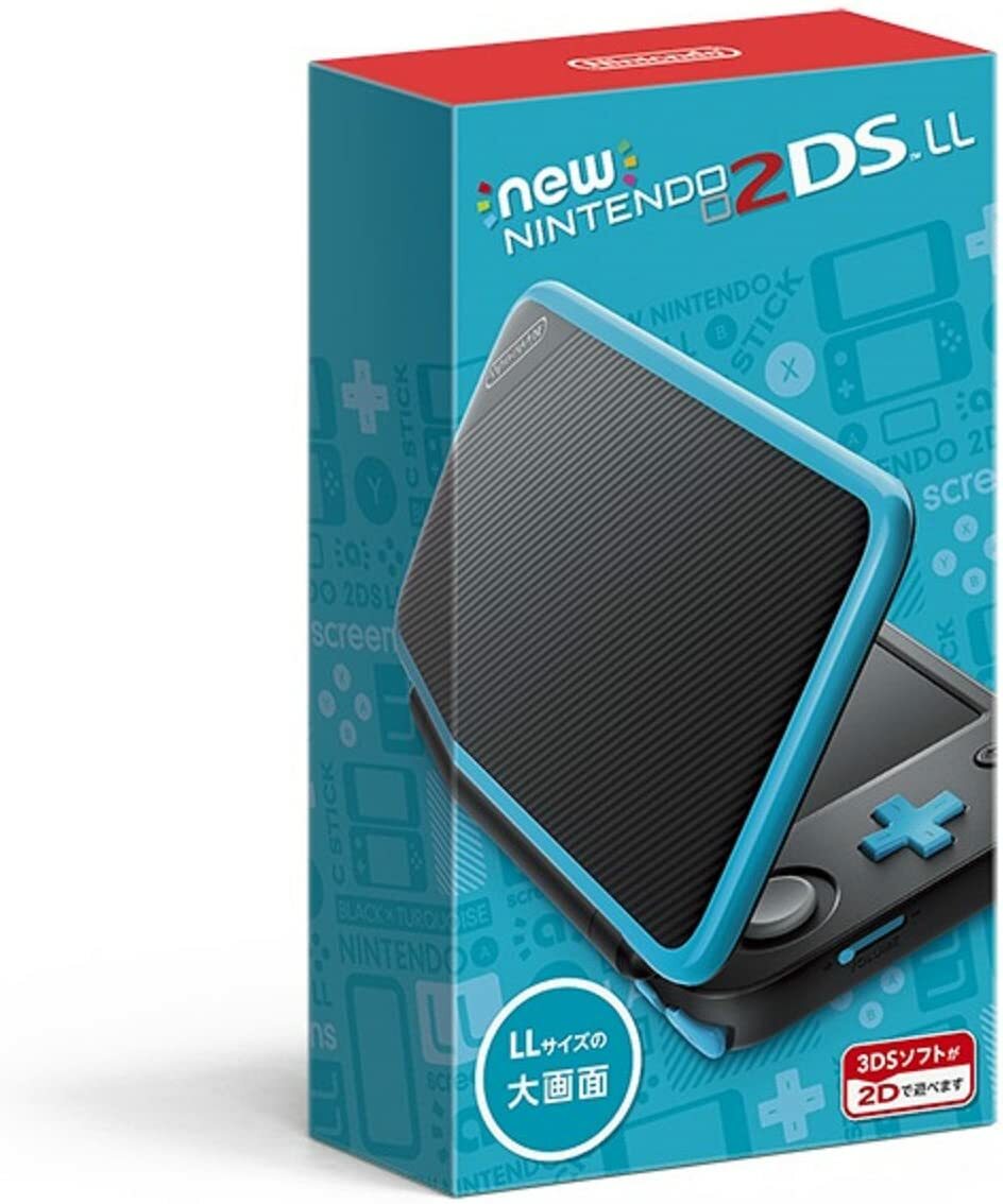 USED Japanese New Nintendo 2DS XL LL BLACK TURQUOISE BLUE with all items JAN-001