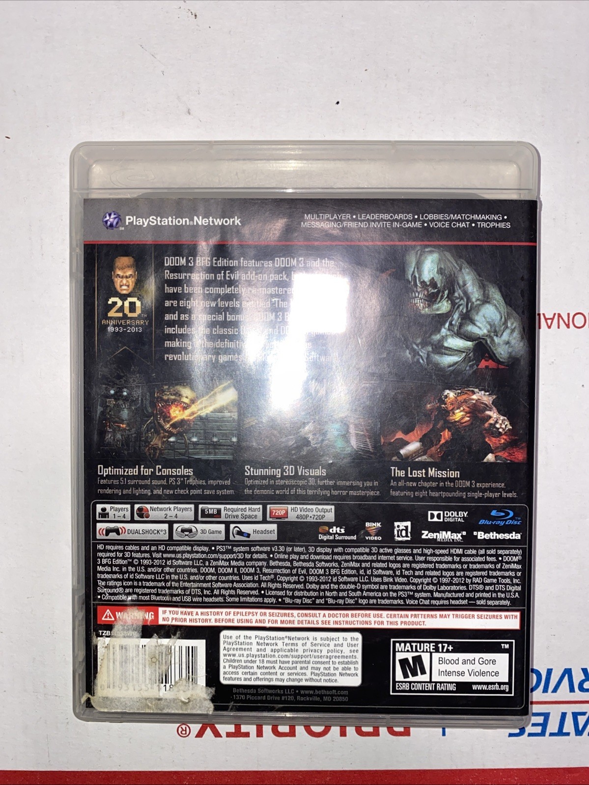 Doom 3 BFG Edition (Sony PlayStation 3, 2012) tested ships same day for free !