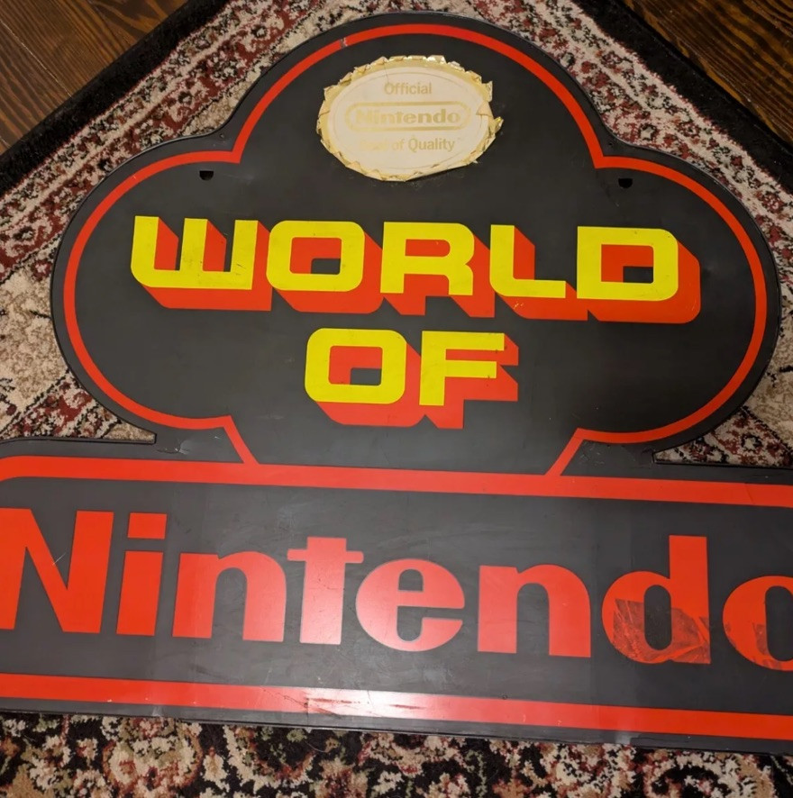 Nintendo NES World of Nintendo Display Sign Promotional Promo SNES Standee Mario