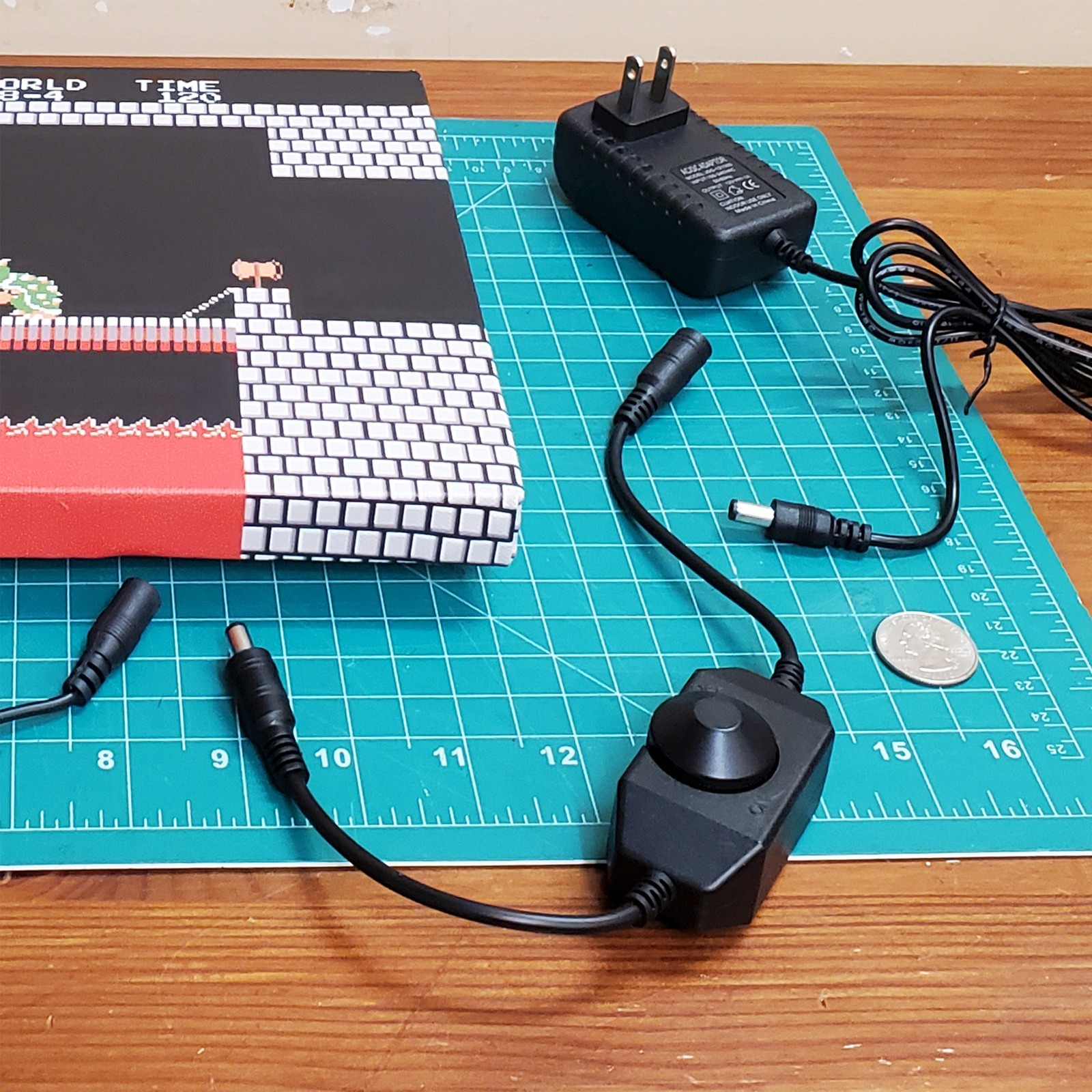 Mario vs Bowser backlit with LEDs custom wrapped canvas 8×12″ game room gift NES