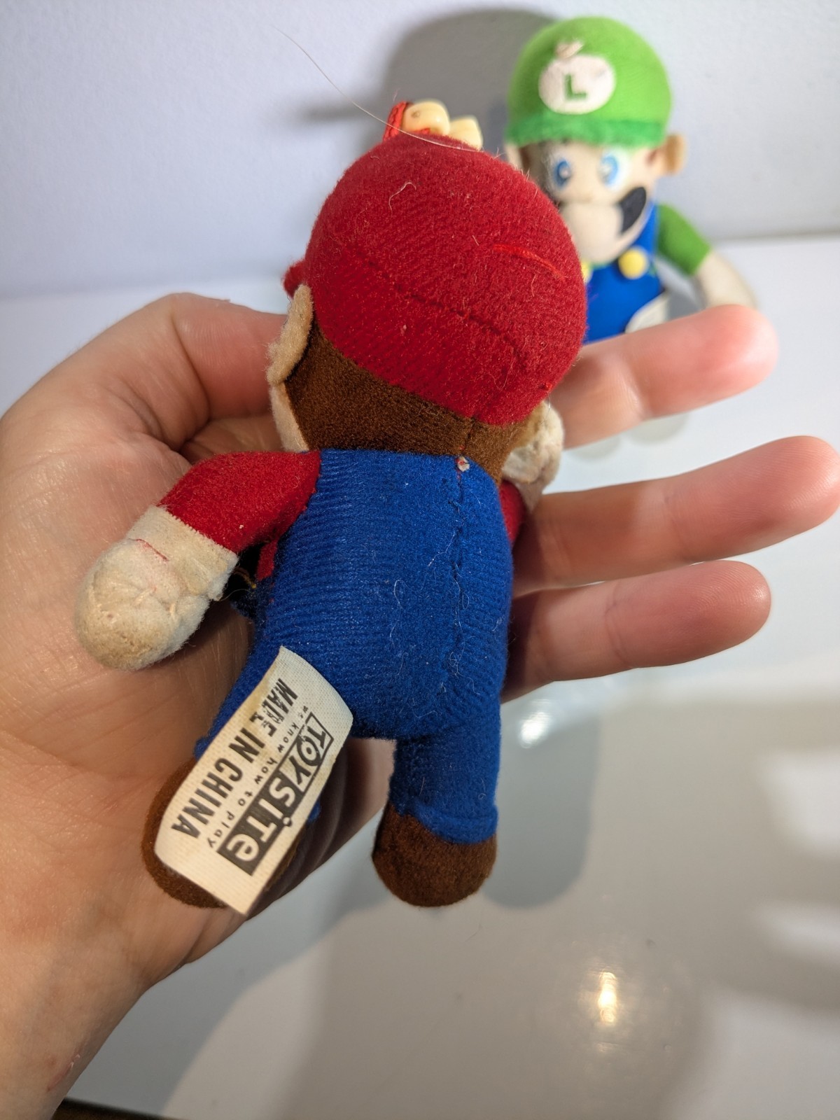 Toysite Mario Plush Keychain + Luigi BD&A Plush Both Issues Stains Dirty Wear