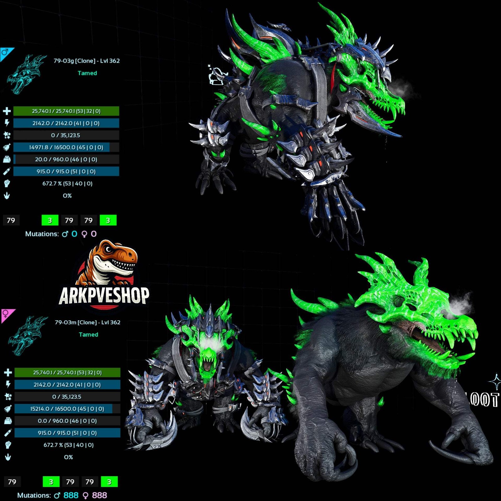 Ossidon 362 Lvl Max Clone ASA PVE 🦖ARK Survival Ascended