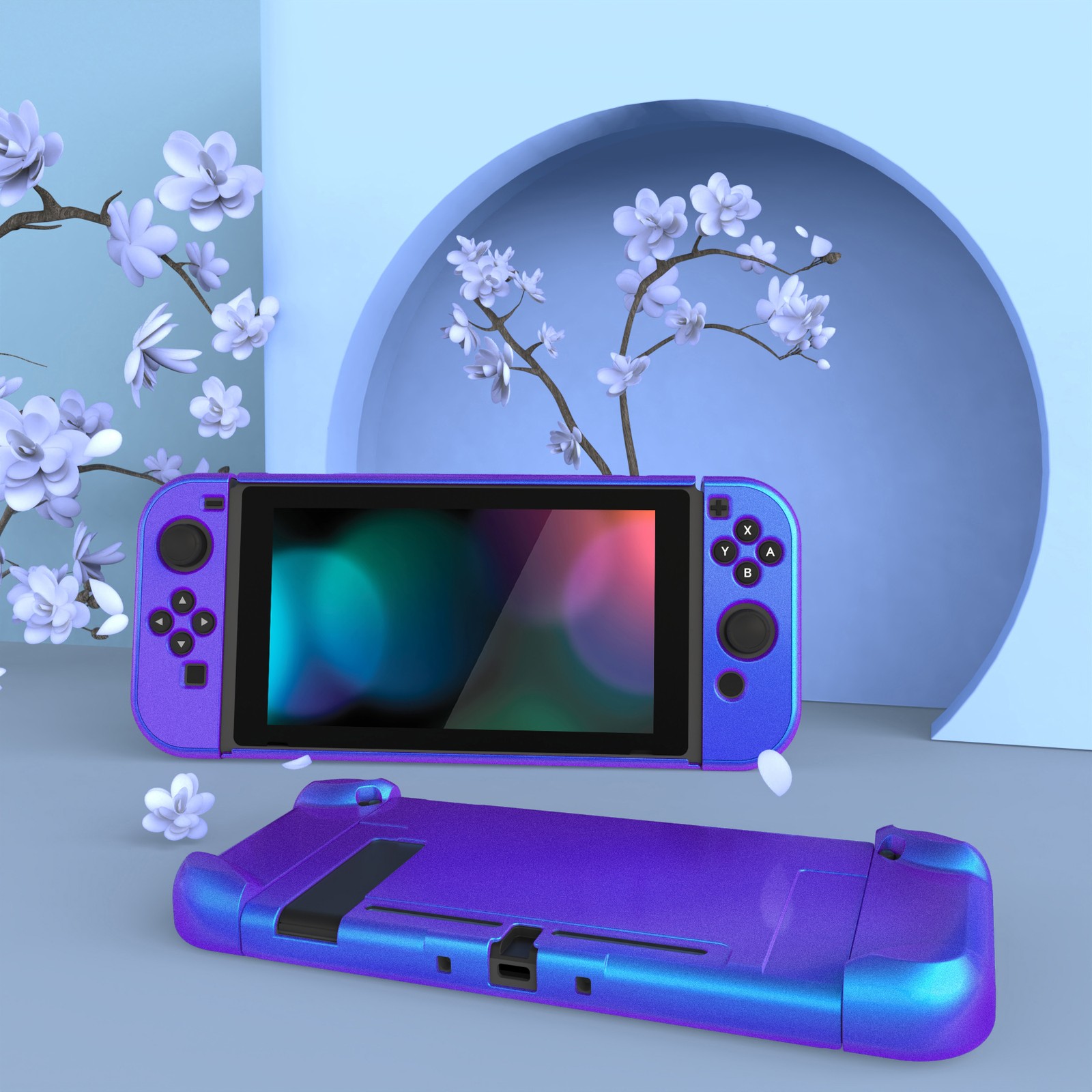 PlayVital Glossy Back Cover for Nintendo Switch Console NS Joycon Hard Shell