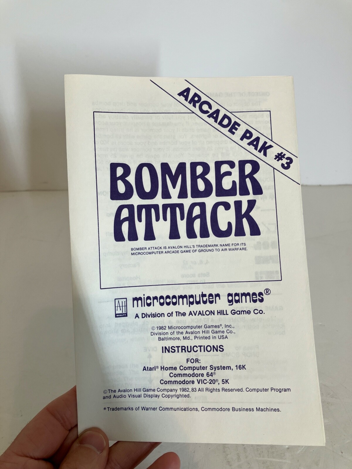 Bomber Attack Arcade Park 3 Atari 400 800 Apple II Cassette Tested Complete