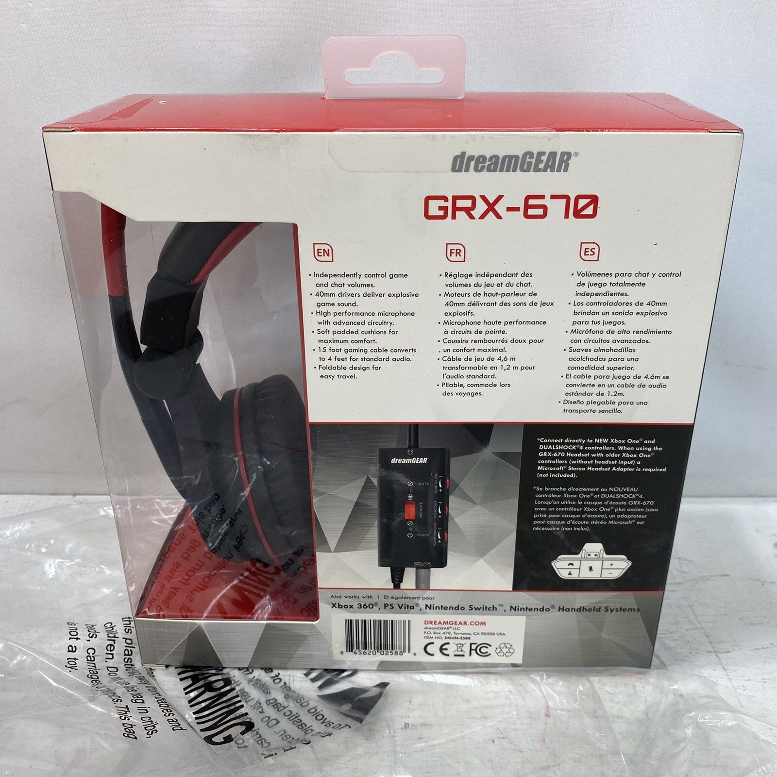 DreamGEAR Universal GRX-670 Gaming Headset NEW Sealed Red Black Amplified Wired