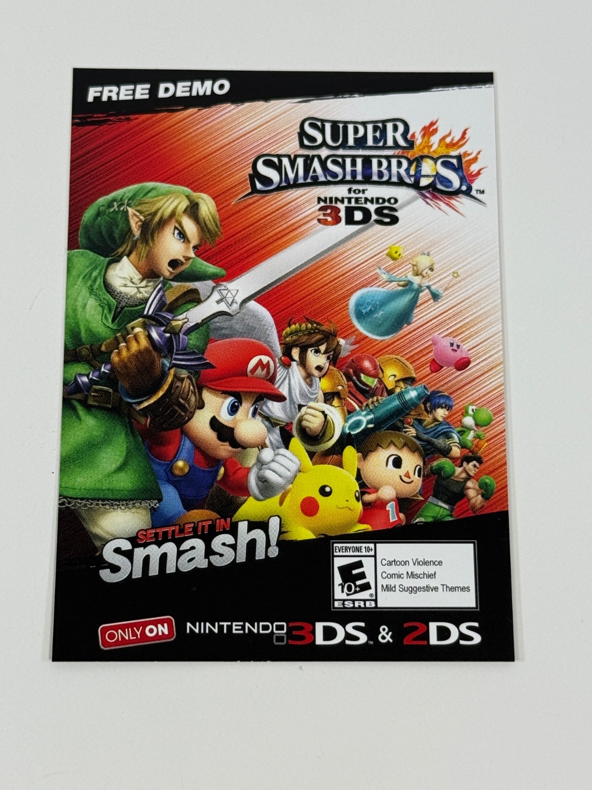 Super Smash Bros for Nintendo 3DS Demo Promo Card Nintendo Expired COLLECTIBLE