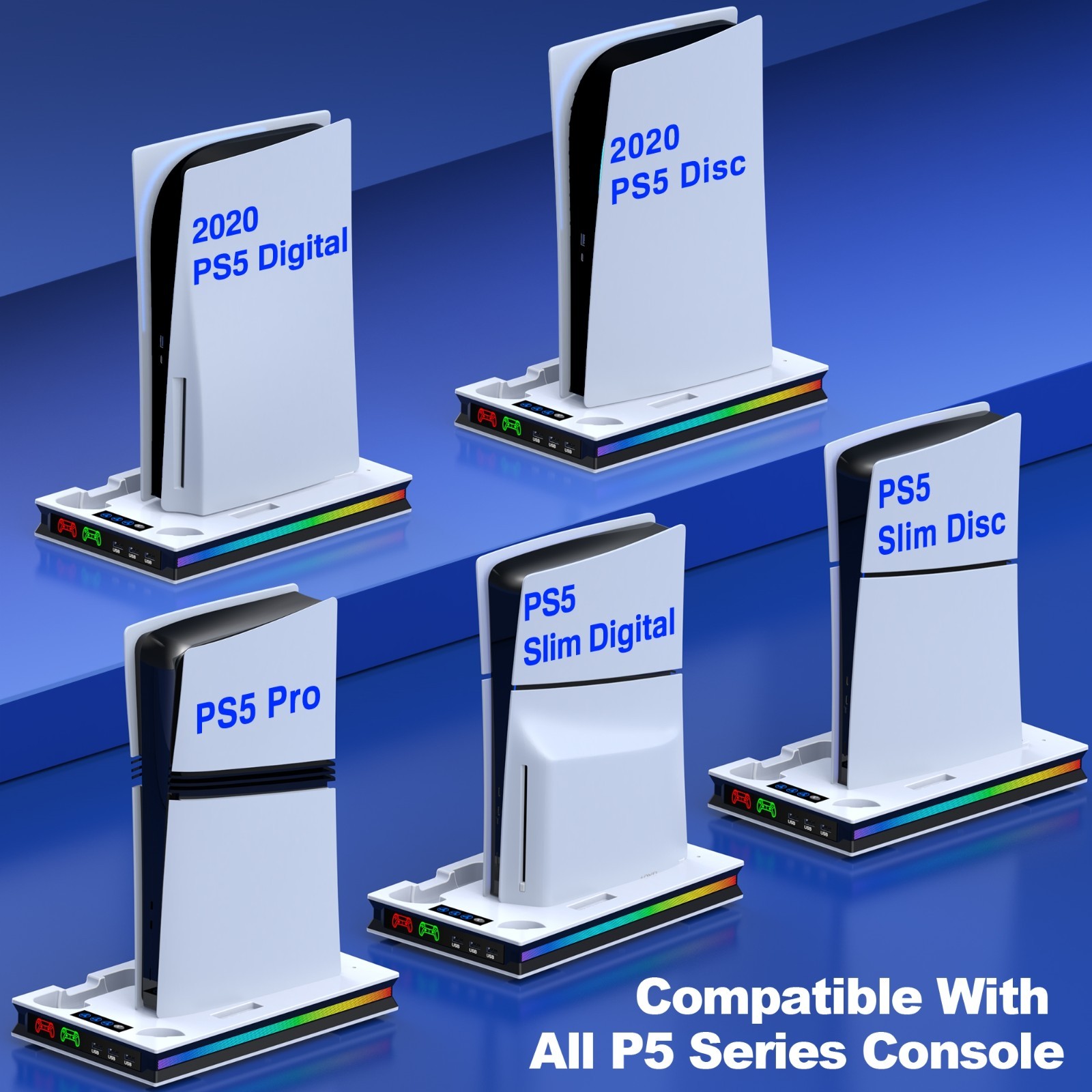 PS5 Slim Controller Charger Station Vertical Cooling Fan Stand For Playstation 5