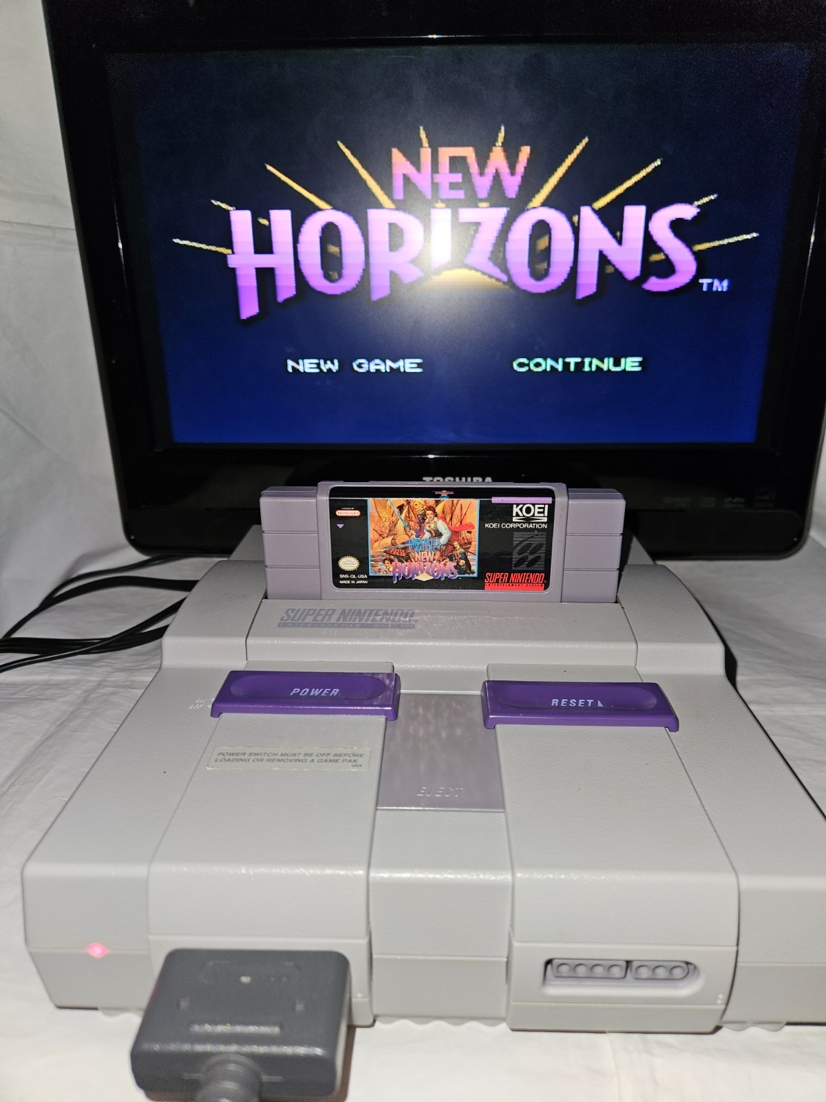 Uncharted Waters New Horizons Authentic SNES Super Nintendo New Battery 1995