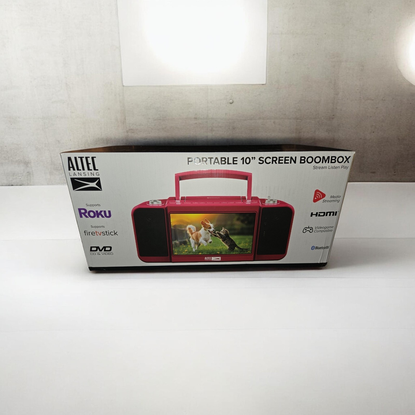 Altec Lansing Portable 10″ Boombox Blue Red HDMI Bluetooth Media Streaming