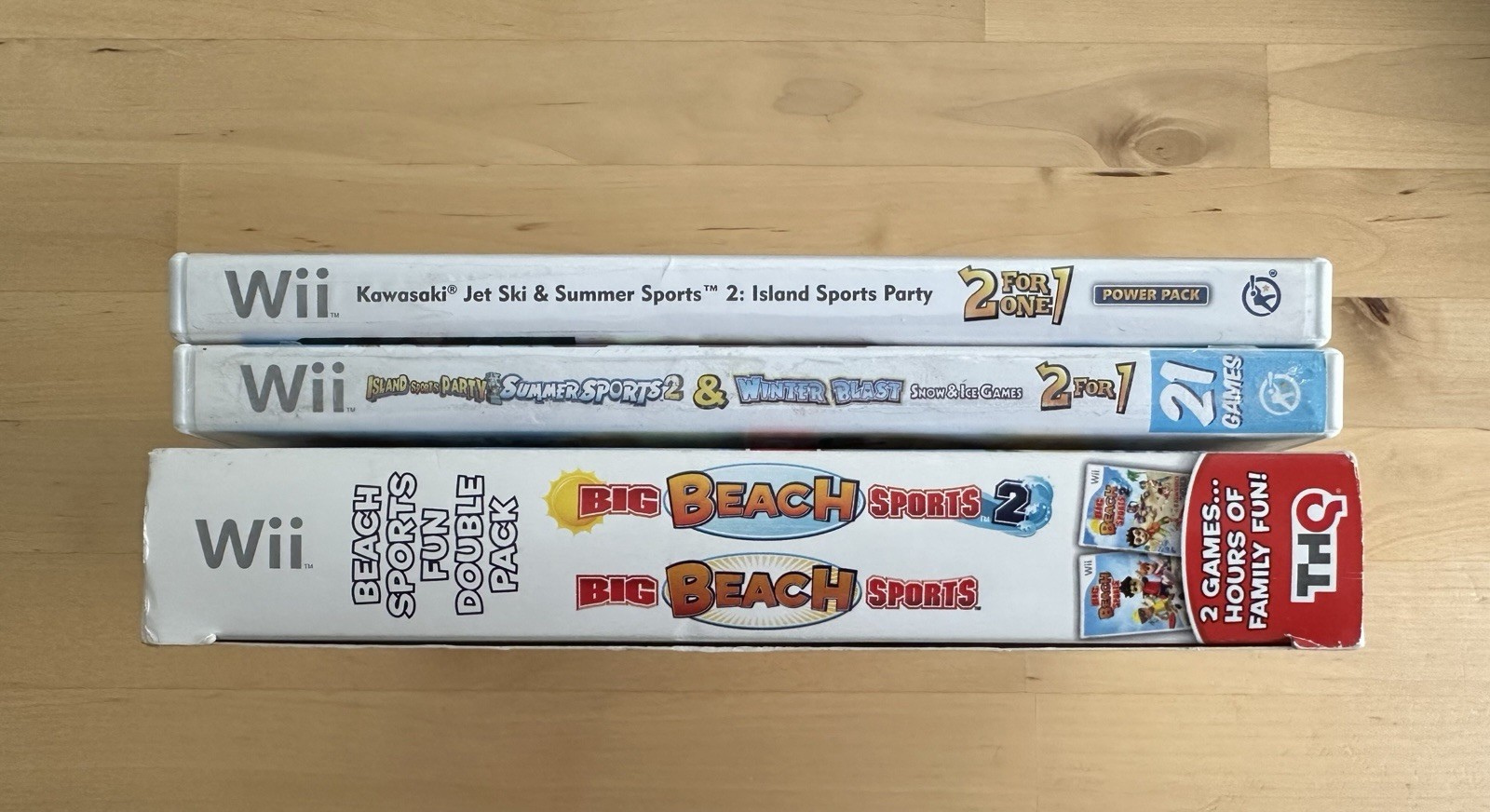 2 for 1 Power Pack x2 & Big Beach Sports Double Pack – Rare CIB Nintendo Wii Lot