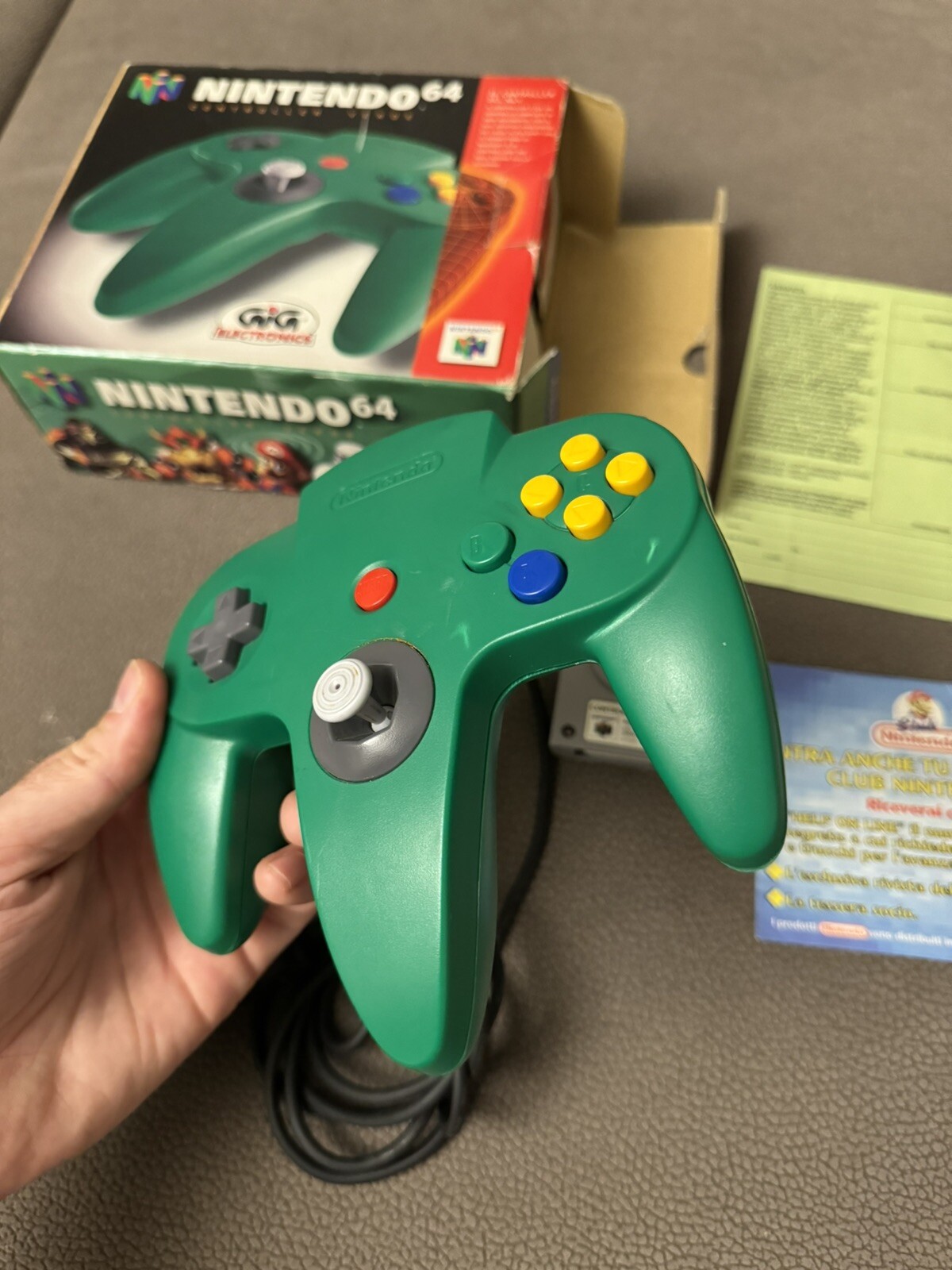 JOYSTICK – GREEN JOYPAD FOR NINTENDO 64 (N64) 100% ORIGINAL GIG ITALY – BOXED