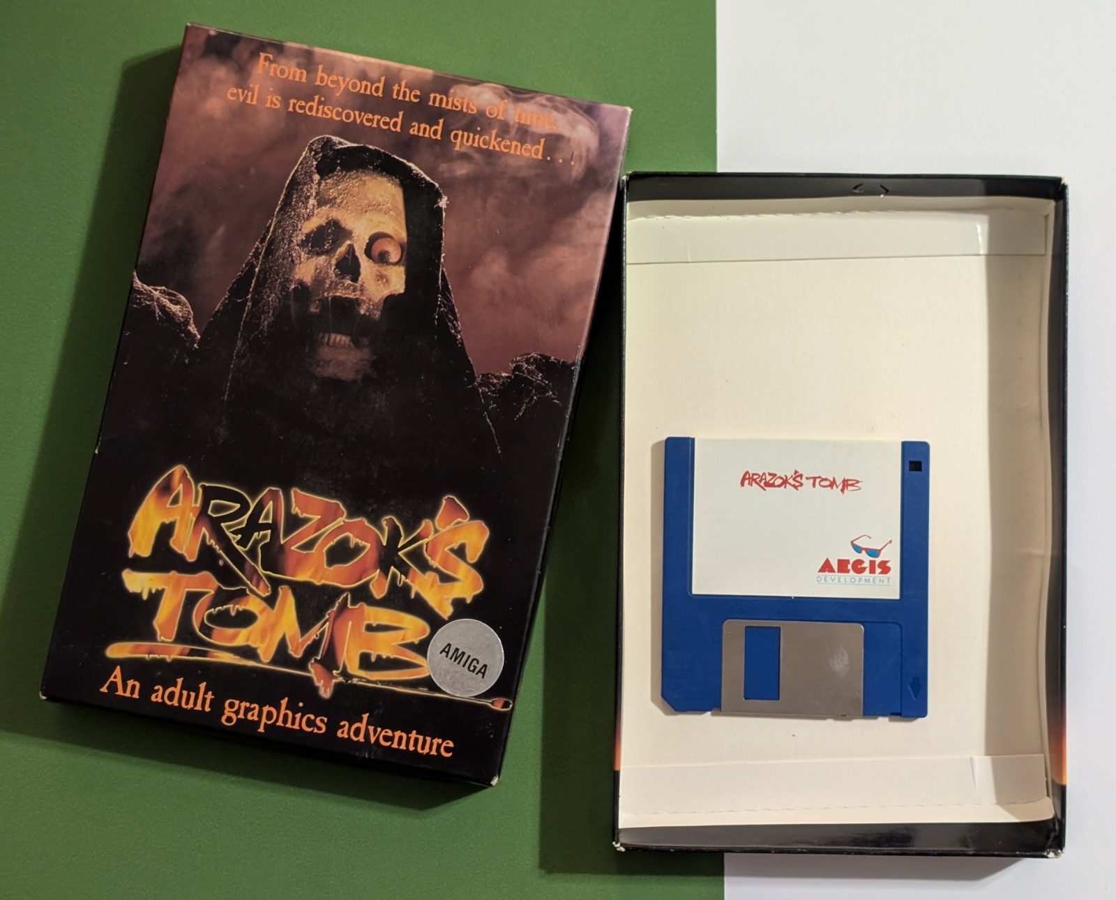 Arazok’s Tomb (1986 Commodore Amiga Floppy Disk & Box) Vtg Rare Aegis – Untested