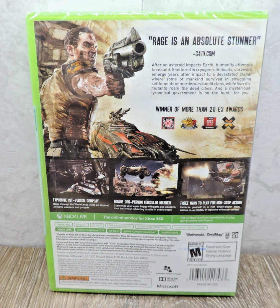 Rage Xbox One Xbox 360 Sealed